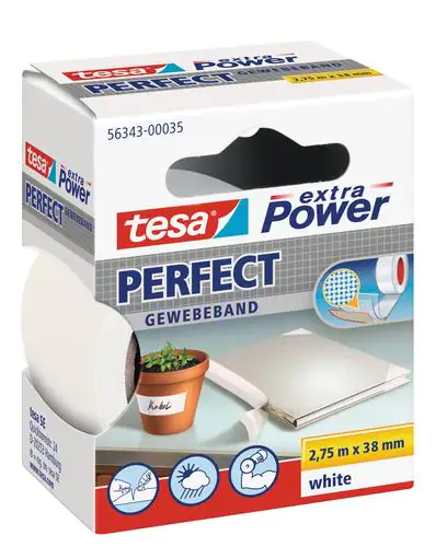tesa extra Power Gewebeband Perfect tesa extra Power Gewebeband Perfect 2,75 m x 38 mm, weiß
