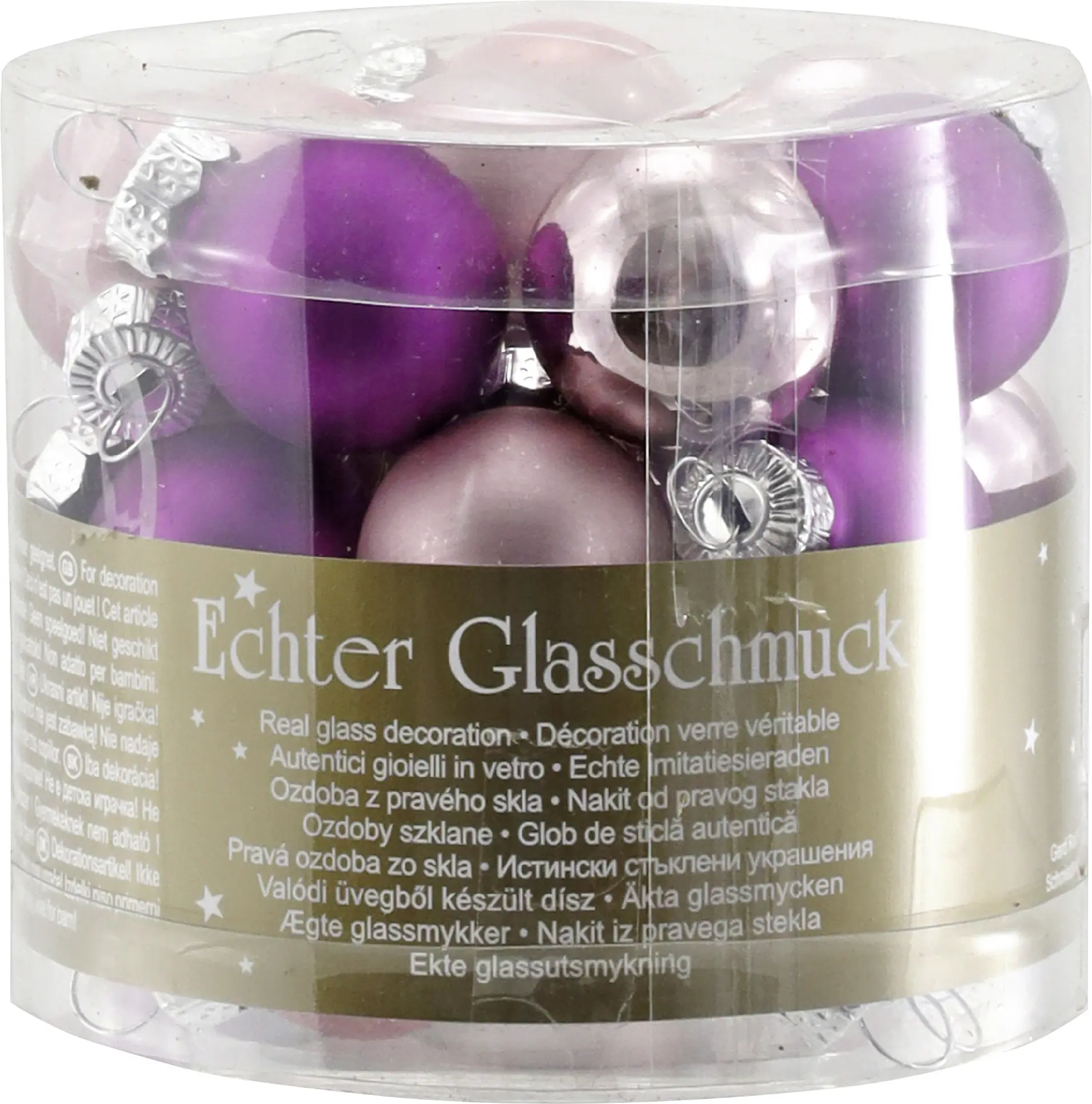 Weihnachtskugeln aus Glas Ø 2,5 cm lila-rosa 24 Stück