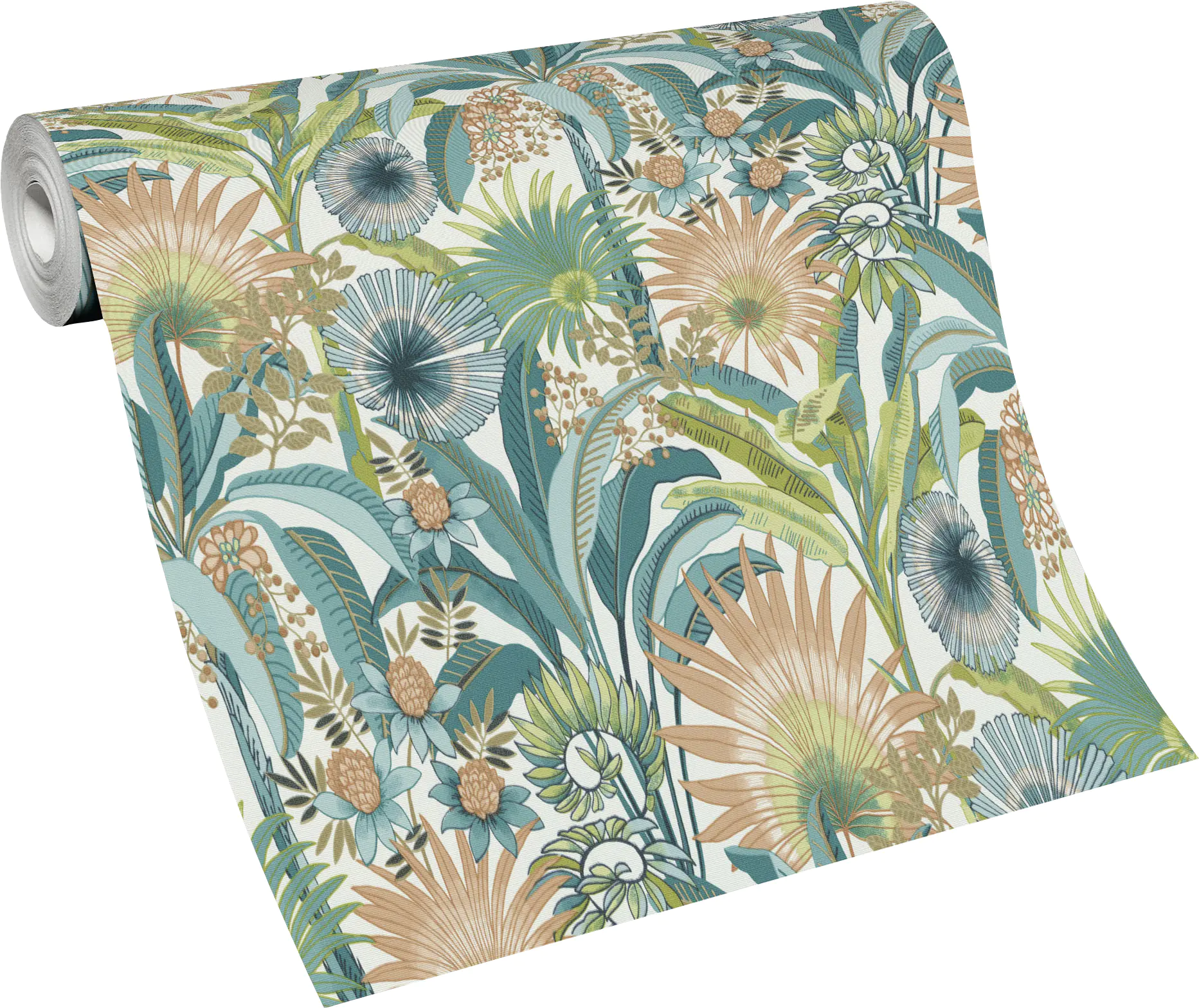 Erismann Rauhfaser-Vliestapete Martinique Floral türkis 10,05 x 0,53 m