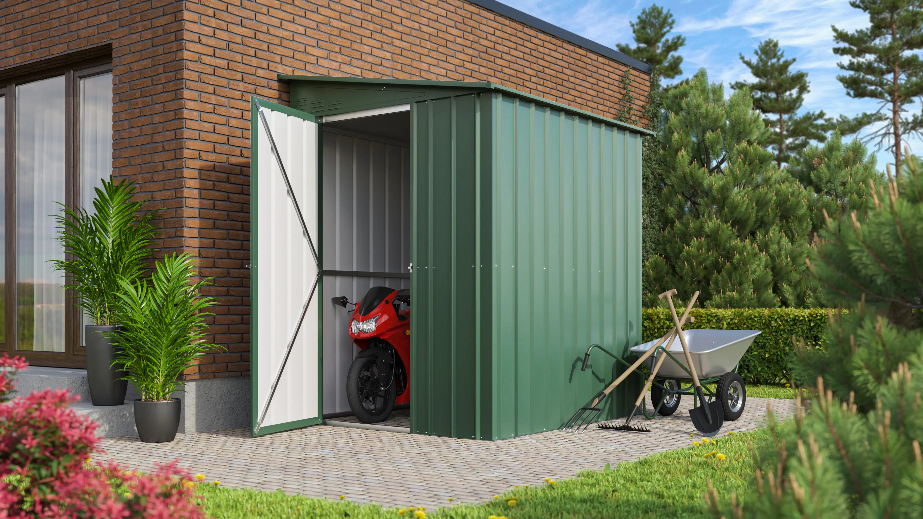 Globel Metallgerätehaus Lean-To 56 155 x 180 x 203 cm jade