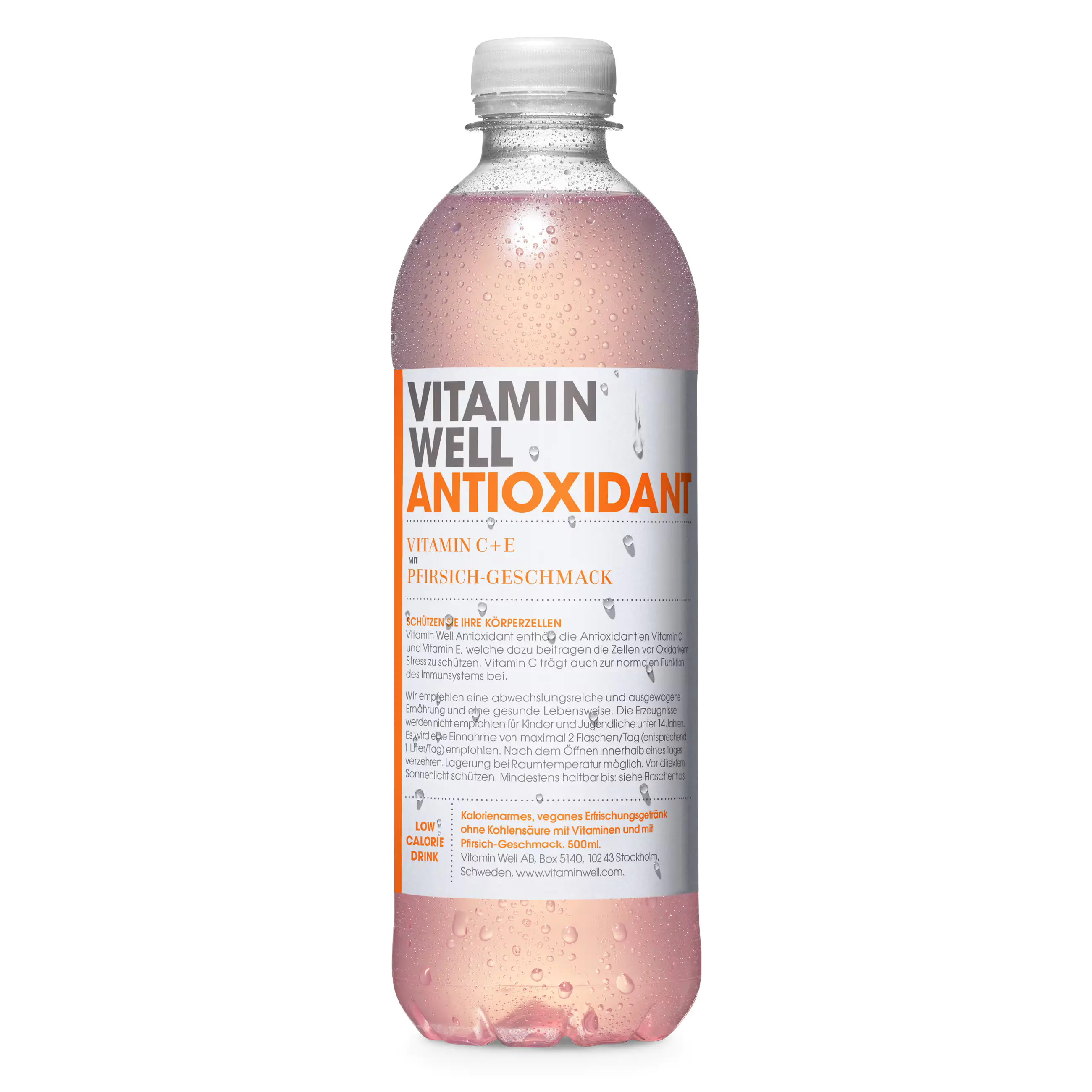 Vitamin Well Vitaminwasser Antioxidant Pfirsich-Geschmack 0,5 l EINWEG
