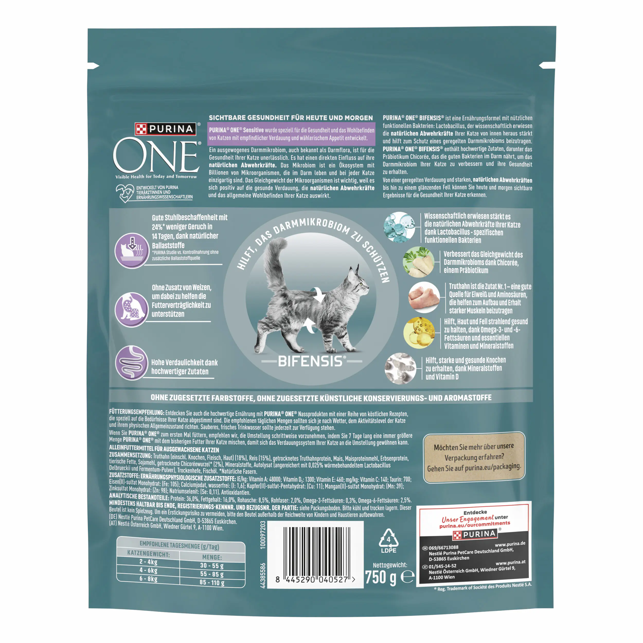 Purina ONE Sensitive reich an Truthahn und Reis 750 g