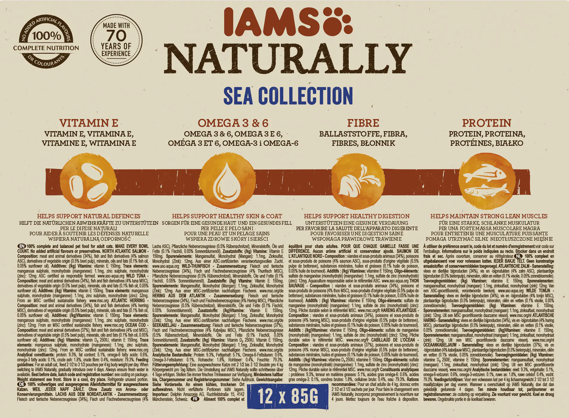 IAMS Naturally Katze Erw. See Mix 12x85g 12x 85g