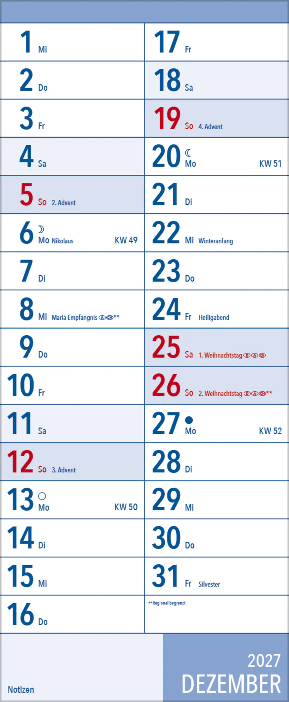 Korsch Kalender XL-Planer Großdruck 2027 