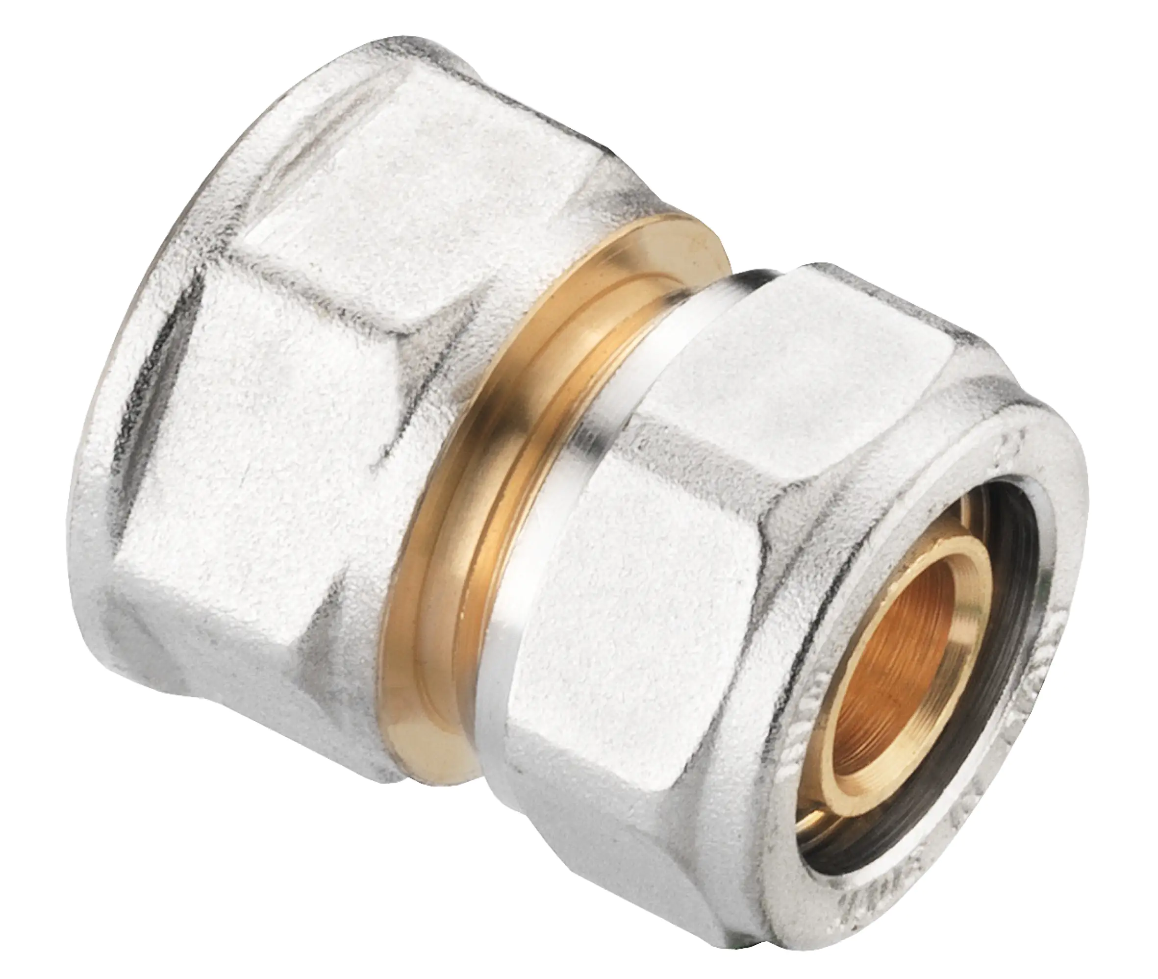 Cornat Schraub-Kupplung komplett ø 20 mm 1/2" IG Messing vernickelt