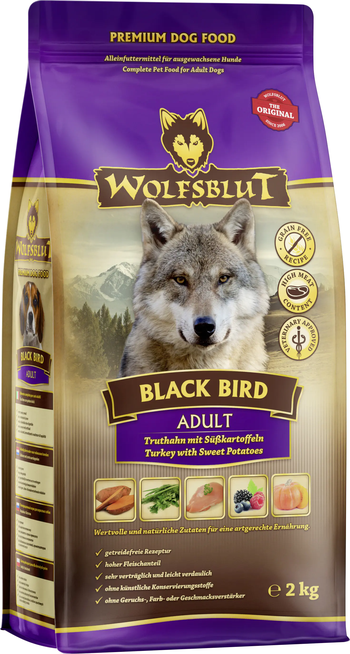Wolfsblut Black Bird Adult Trockenfutter - Truthahn mit Süßkartoffel 2 kg