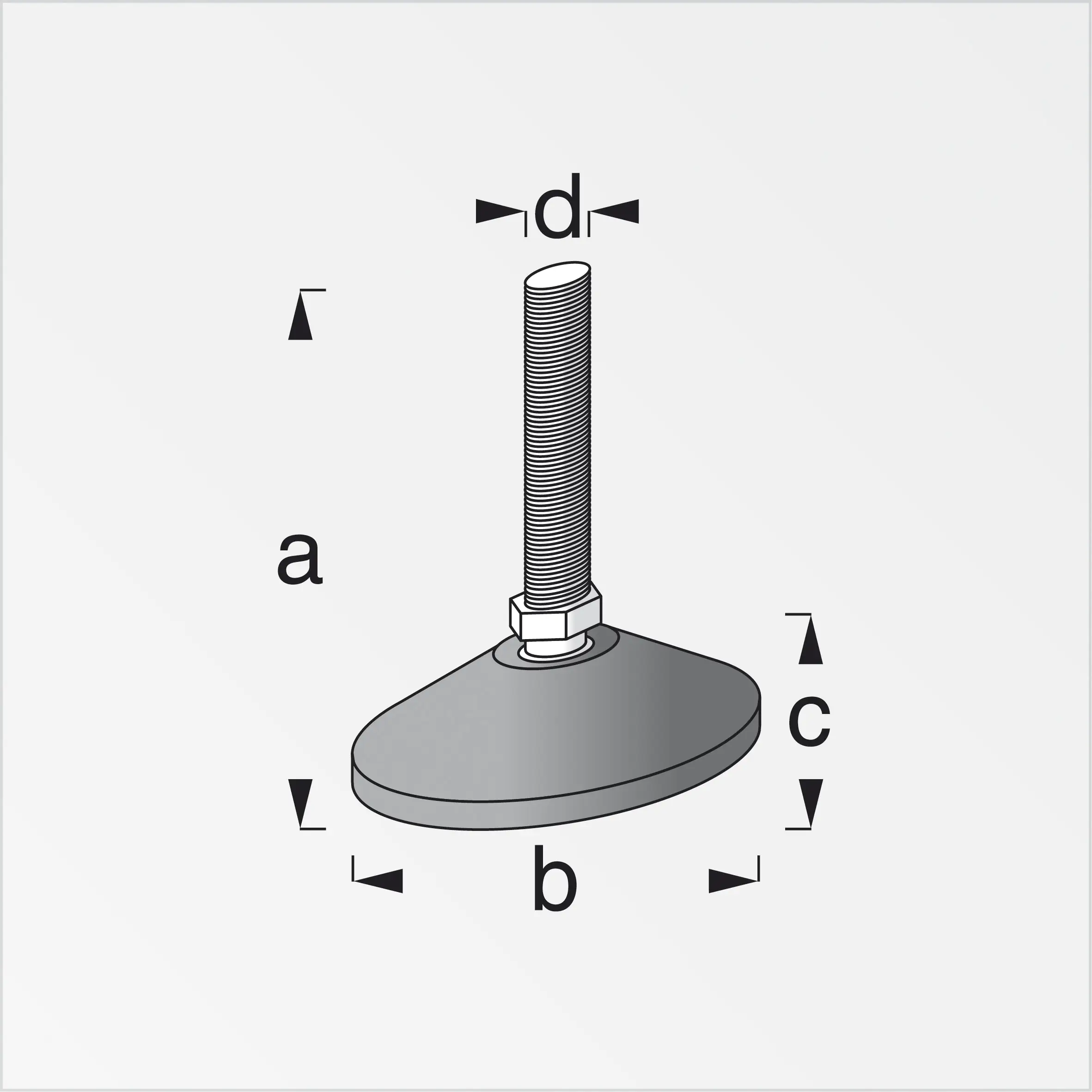 coaxis®-Stellfuß 65 x 45 x 20 mm Maß D: M10, (Kunststoff) glatt schwarz