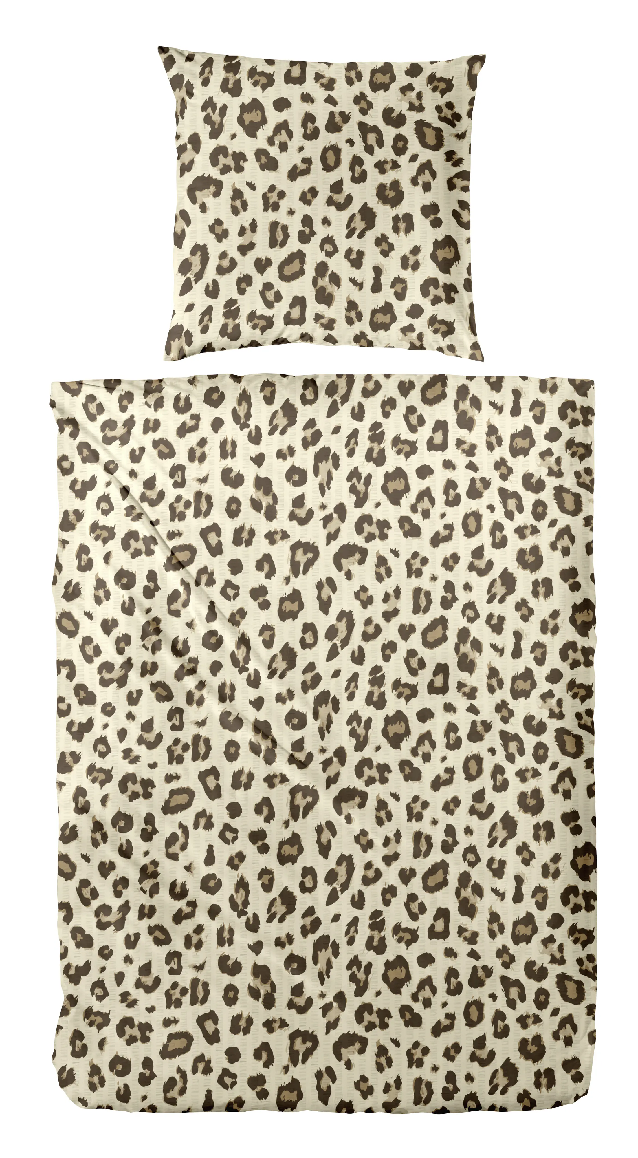 Bettwäsche Soft-Seersucker Leopard braun-beige 155 x 220 cm