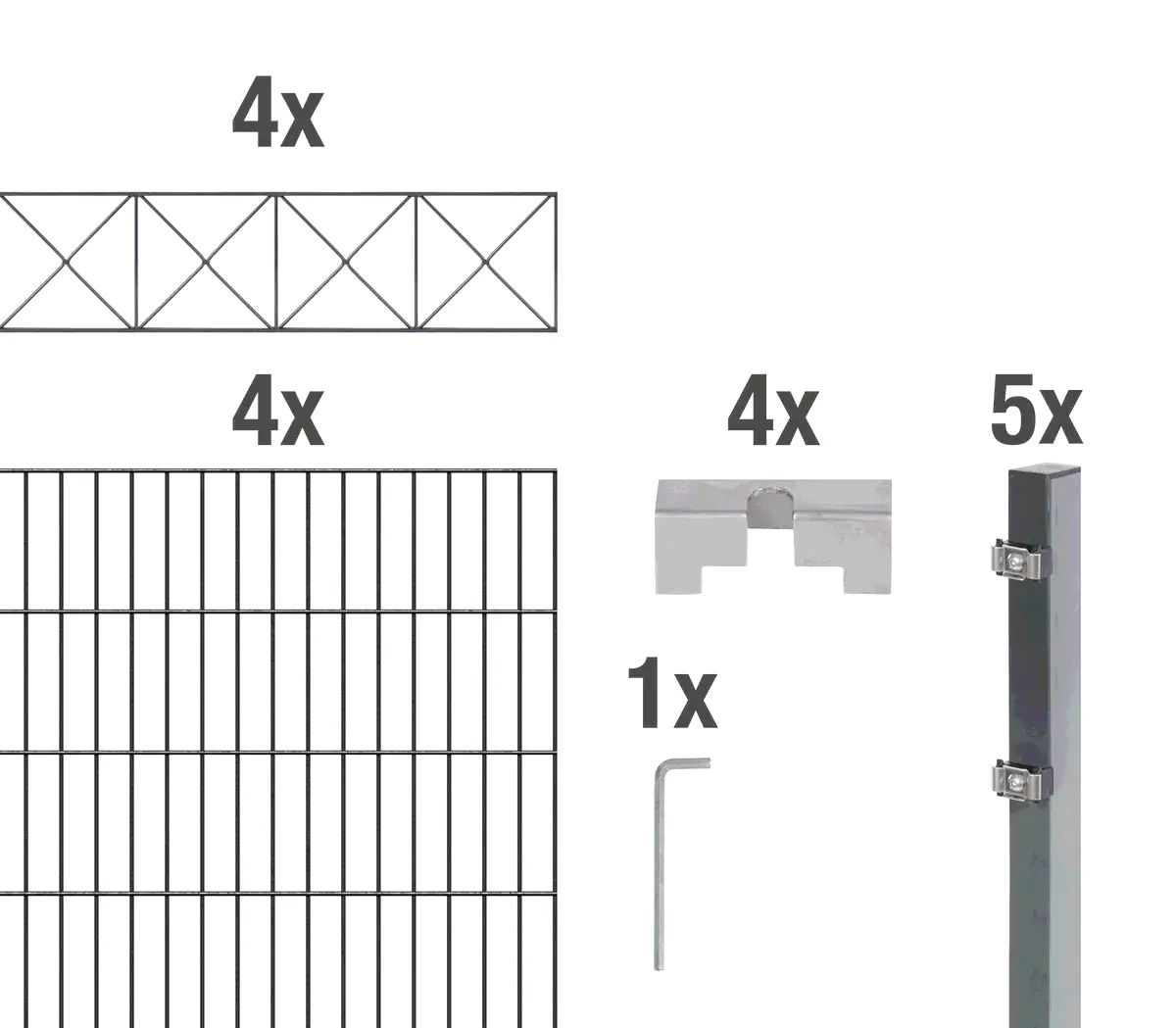Alberts Doppelstabmatten-Grundset Nexus 200 x 140 cm 8 m anthrazit