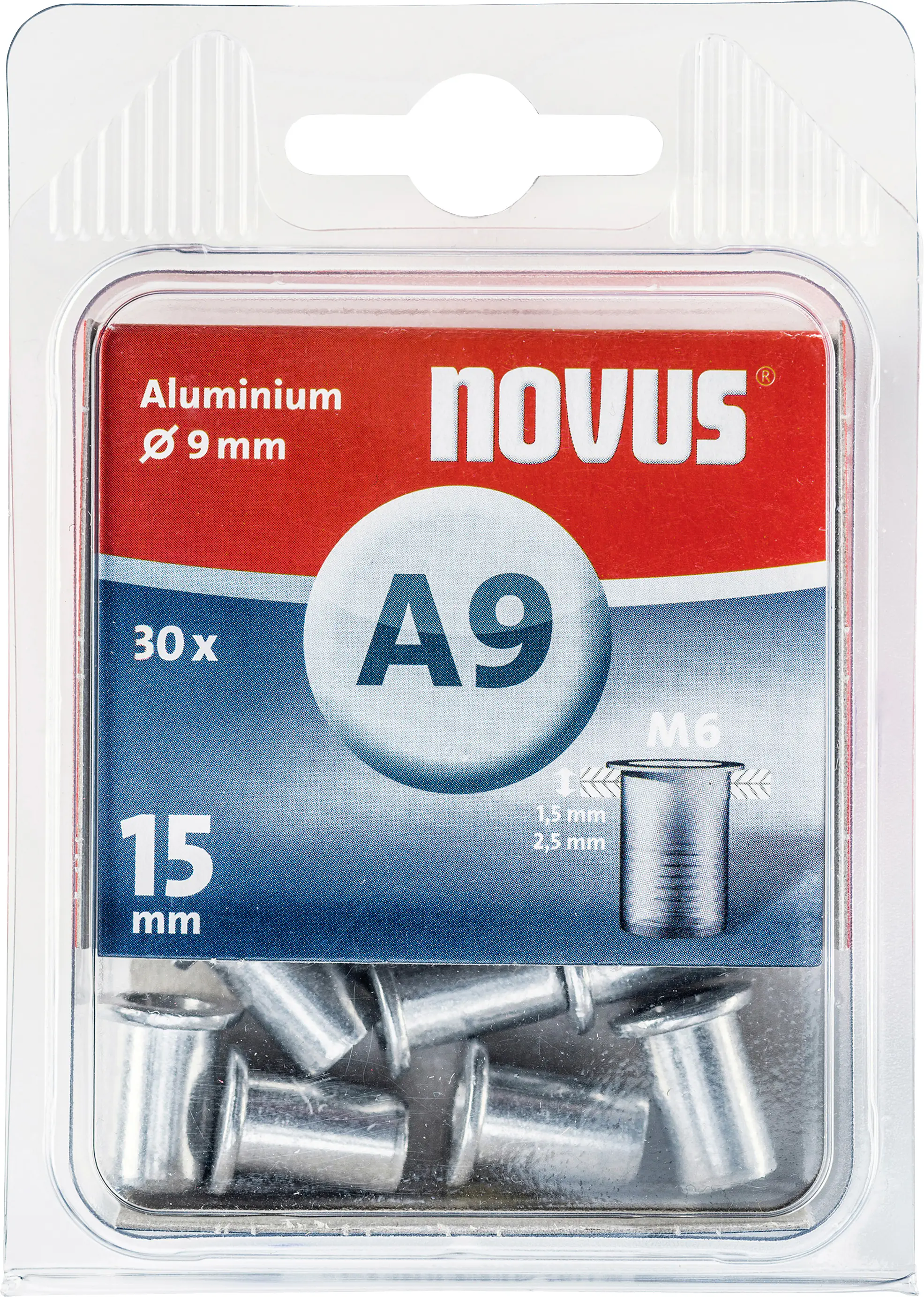 Novus Blindnietmutter A9/15 M6 Gewinde Alu 30 Stück Novus Blindnietmutter A9/15 M6 Gewinde Alu 30 Stück