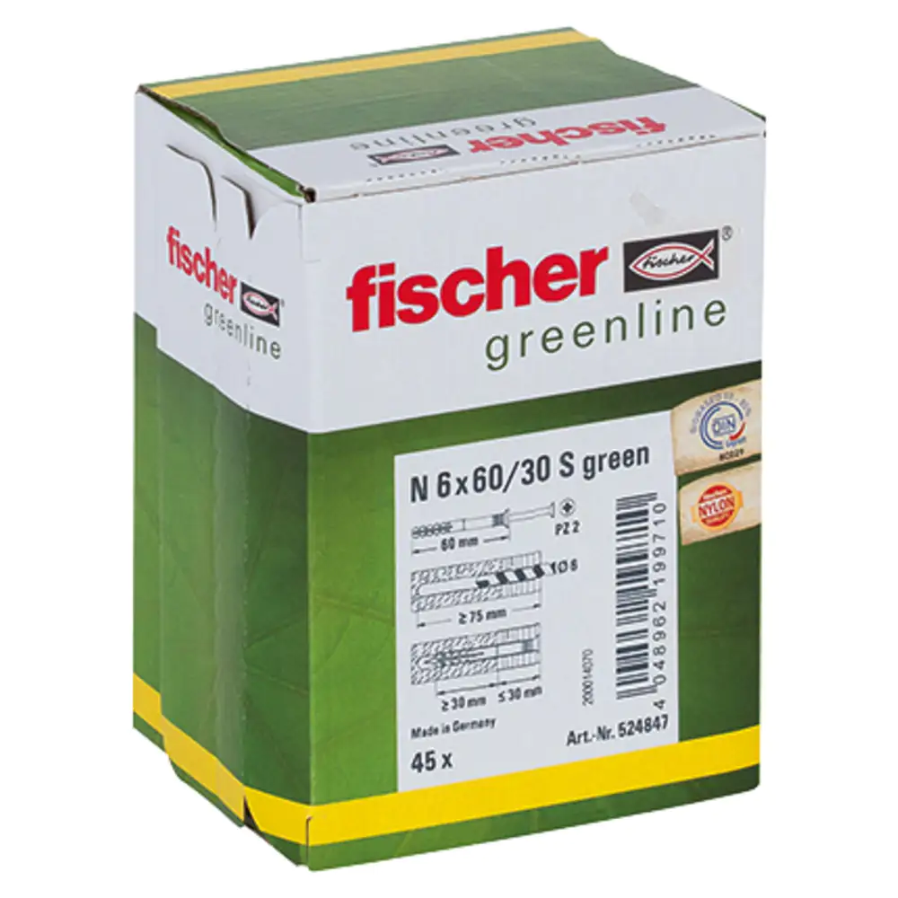 Fischer Nageldübel N green 6.0 x 60 mm - 45 Stück Fischer Nageldübel N green 6.0 x 60 mm - 45 Stück