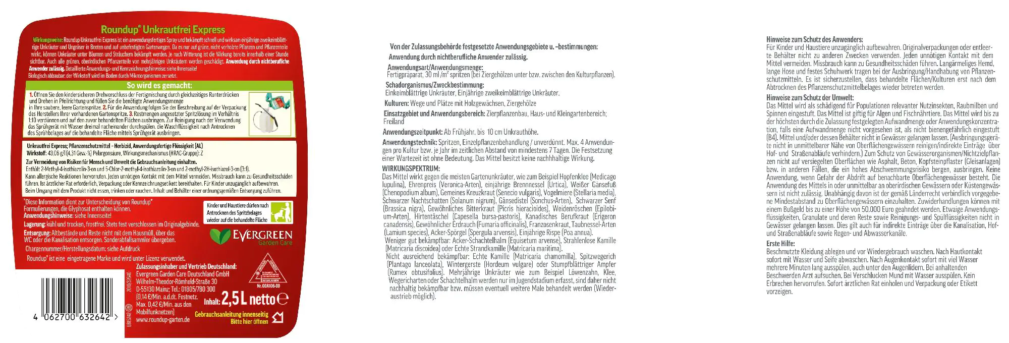 Roundup Express Fertigmischung - 2,5 Liter Roundup Express Fertigmischung - 2,5 Liter