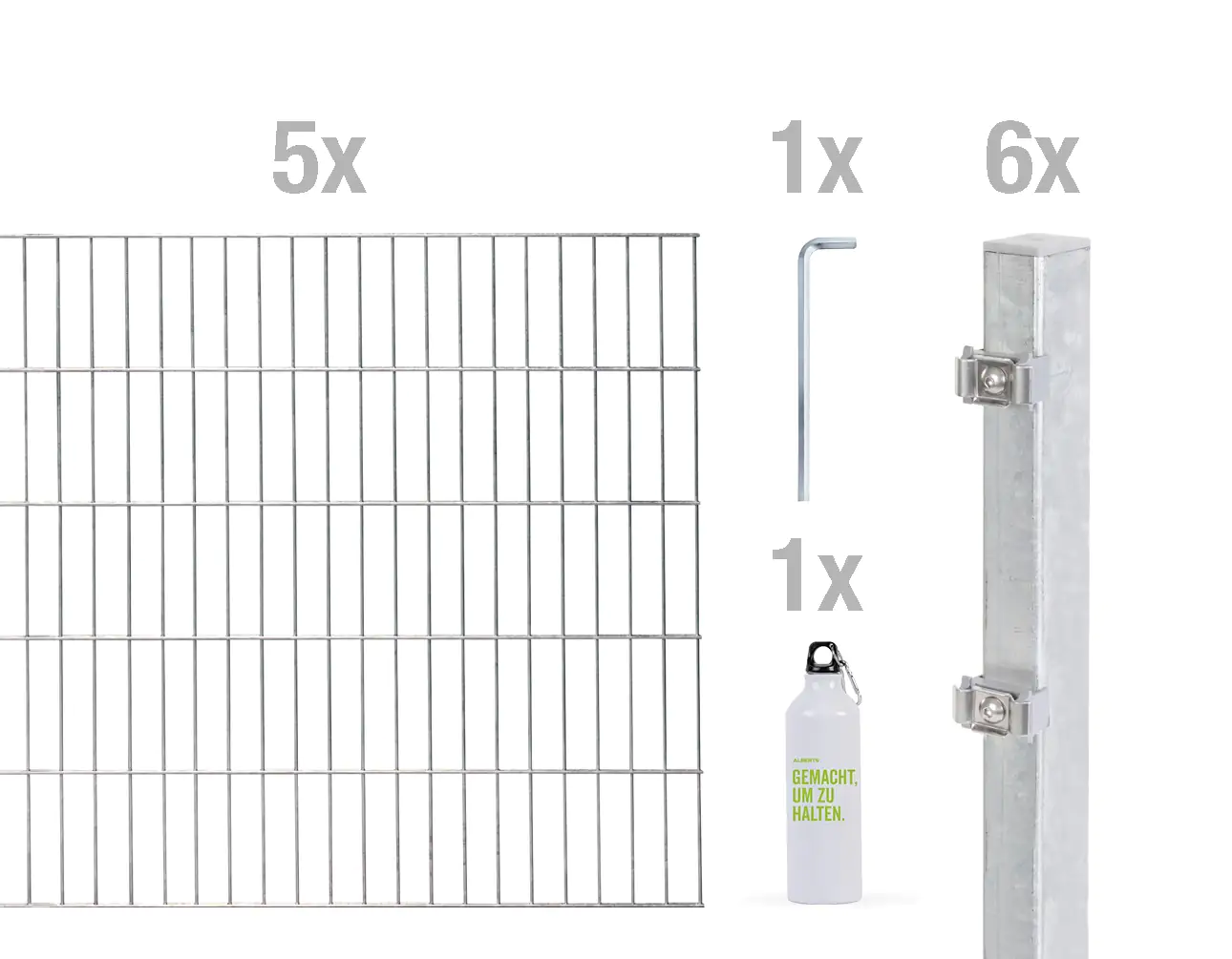 Alberts Komplettset Doppelstabmatten 10 m 100 cm 6/5/6 feuerverzinkt