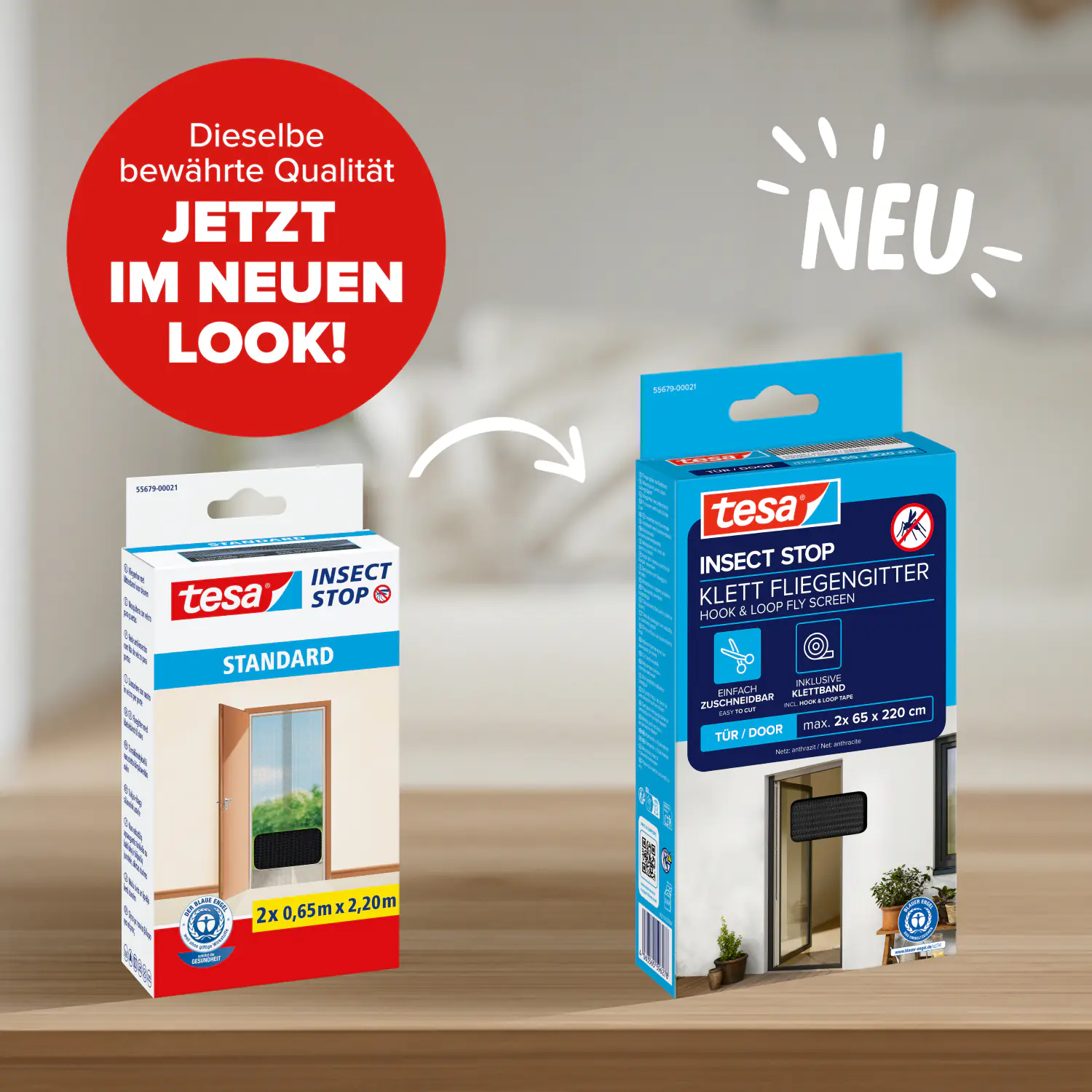 tesa Fliegengitter Tür 65 x 220 cm anthrazit kürzbar 2 Stück