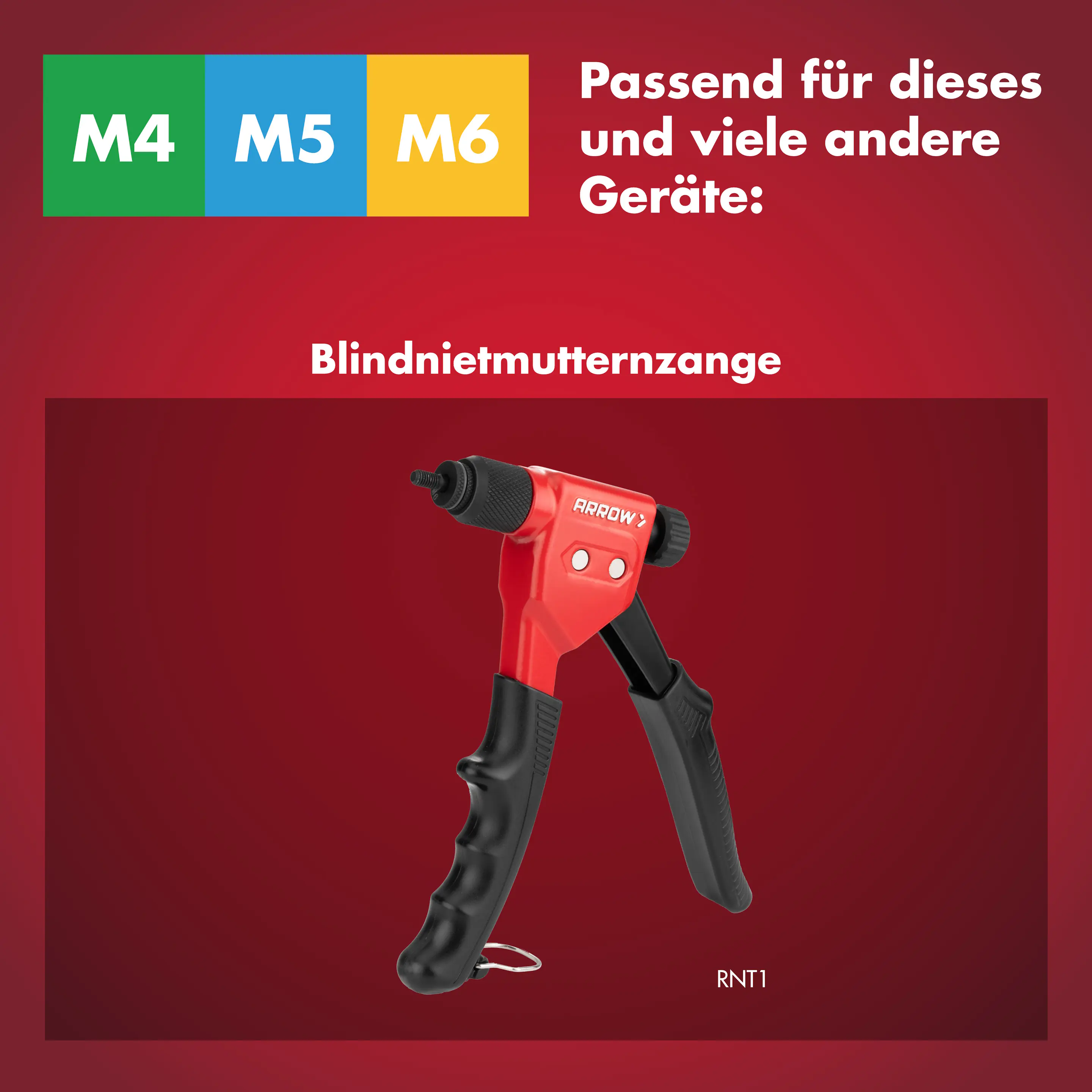 Arrow Blindnietmutter Set mit M4/M5/M6 Gewinde Aluminium 18 Stück