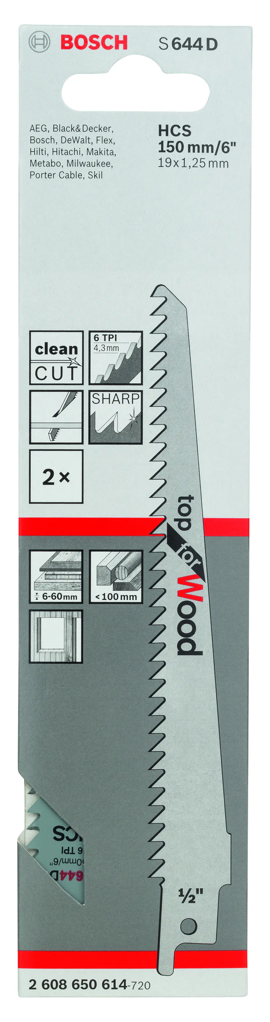 Bosch Säbelsägeblatt S 644 D Top for Wood 2 Stück