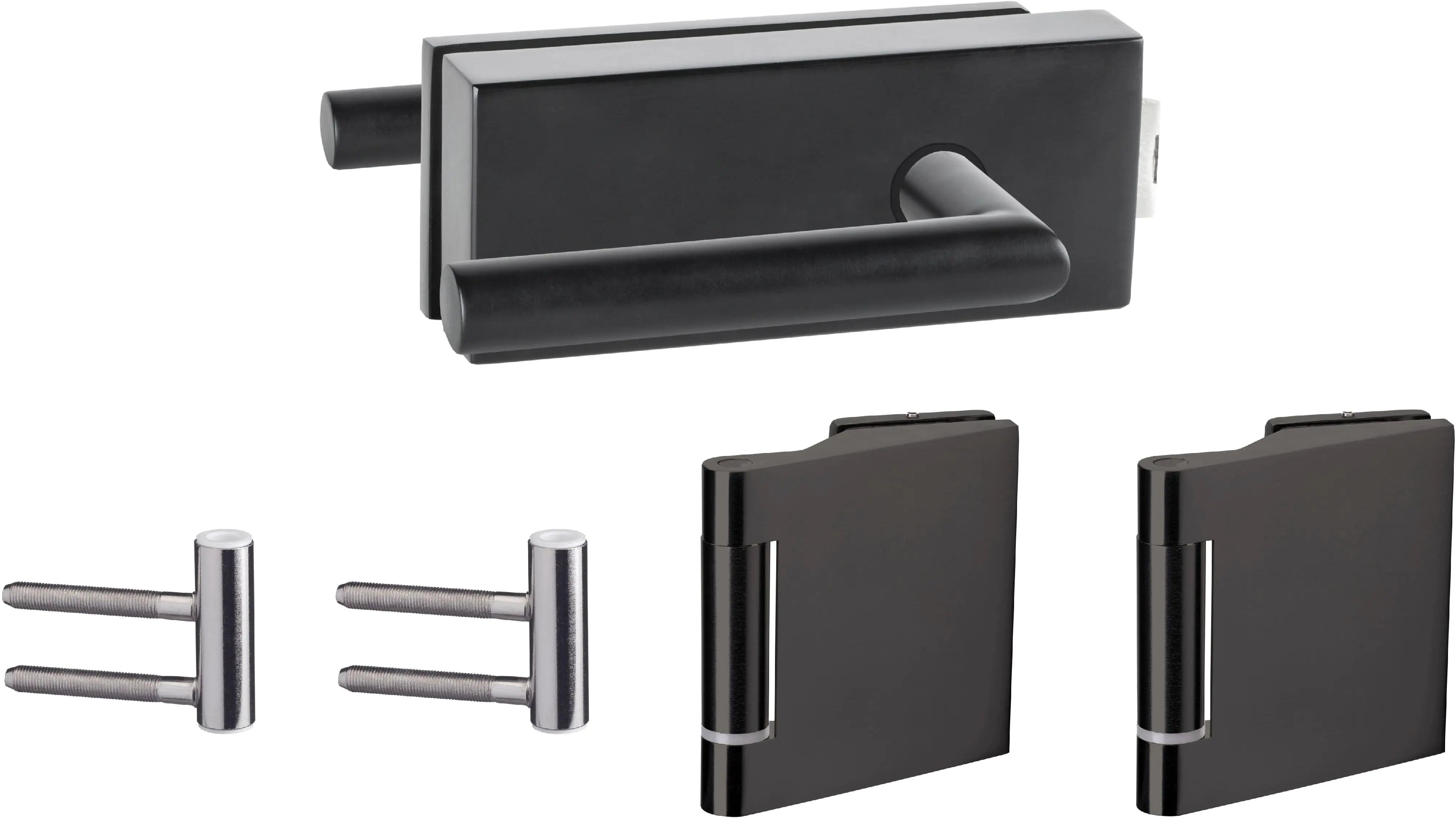 Ambiente Beschlag-Set Angolare Matt Schwarz für Glasdrehtür