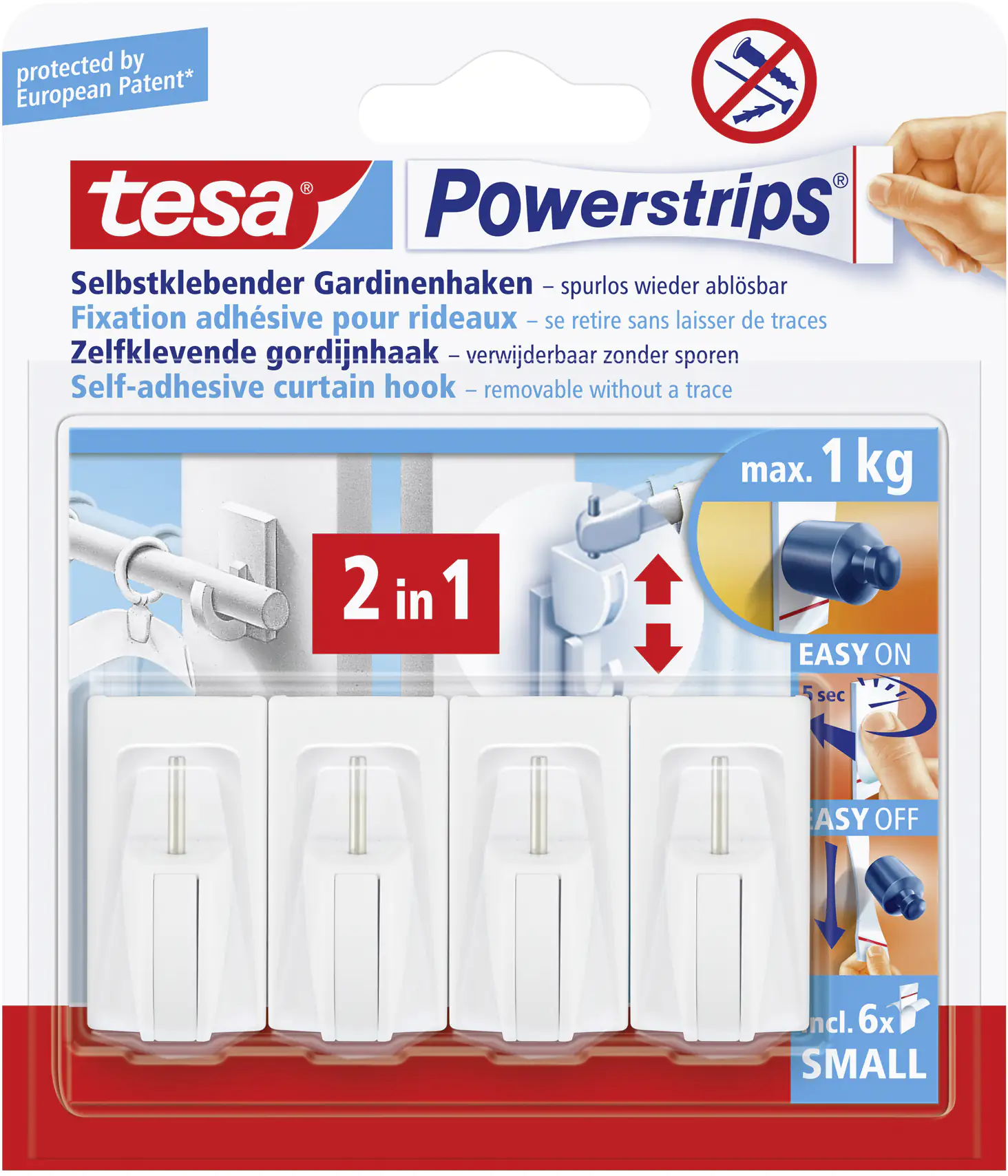tesa Gardinenhaken Powerstrip 4er-Set, weiß tesa Gardinenhaken Powerstrip 4er-Set, weiß