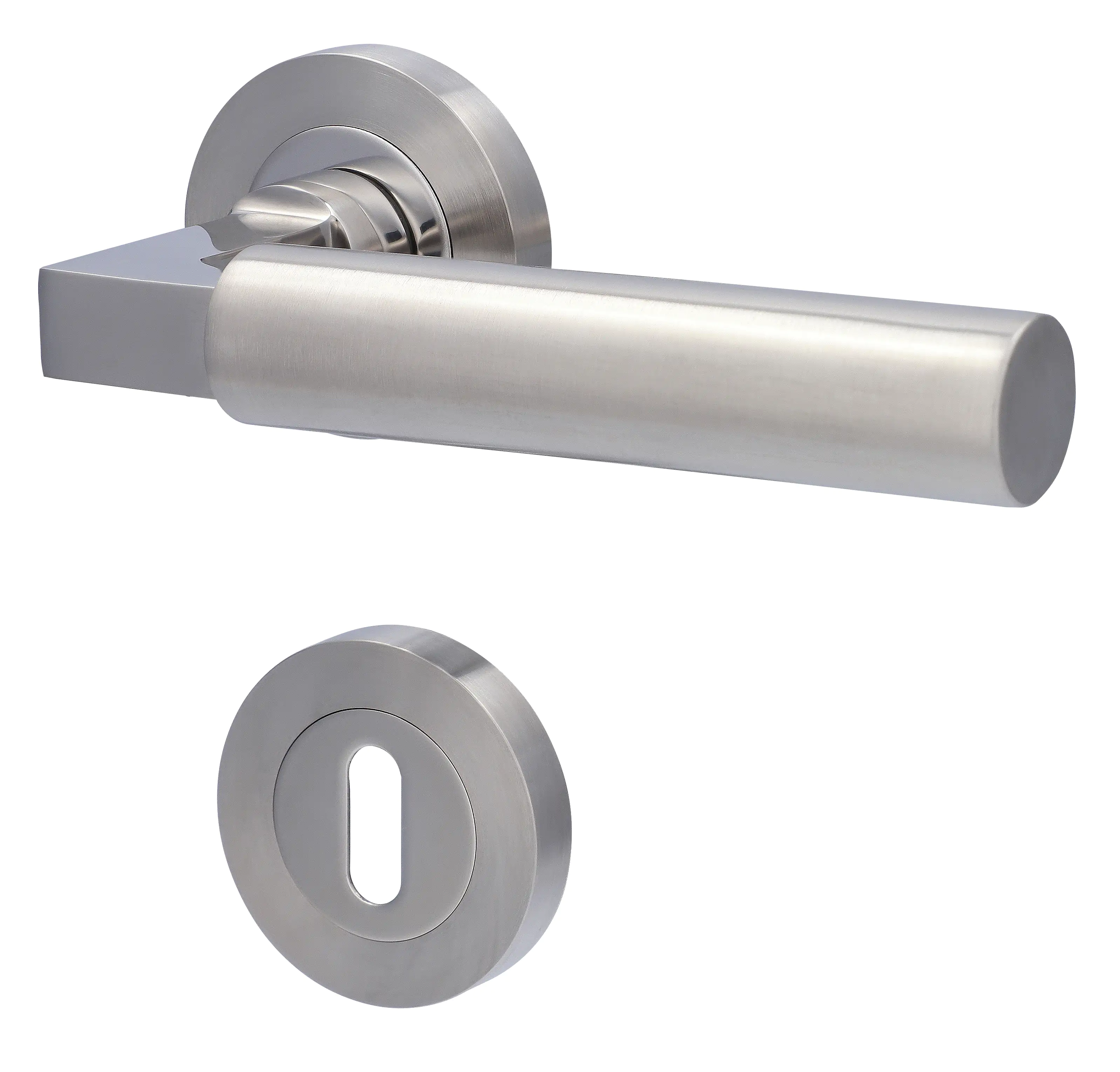 Alpertec BB-Rosettengarnitur Solid 2 Edelstahl silber rund