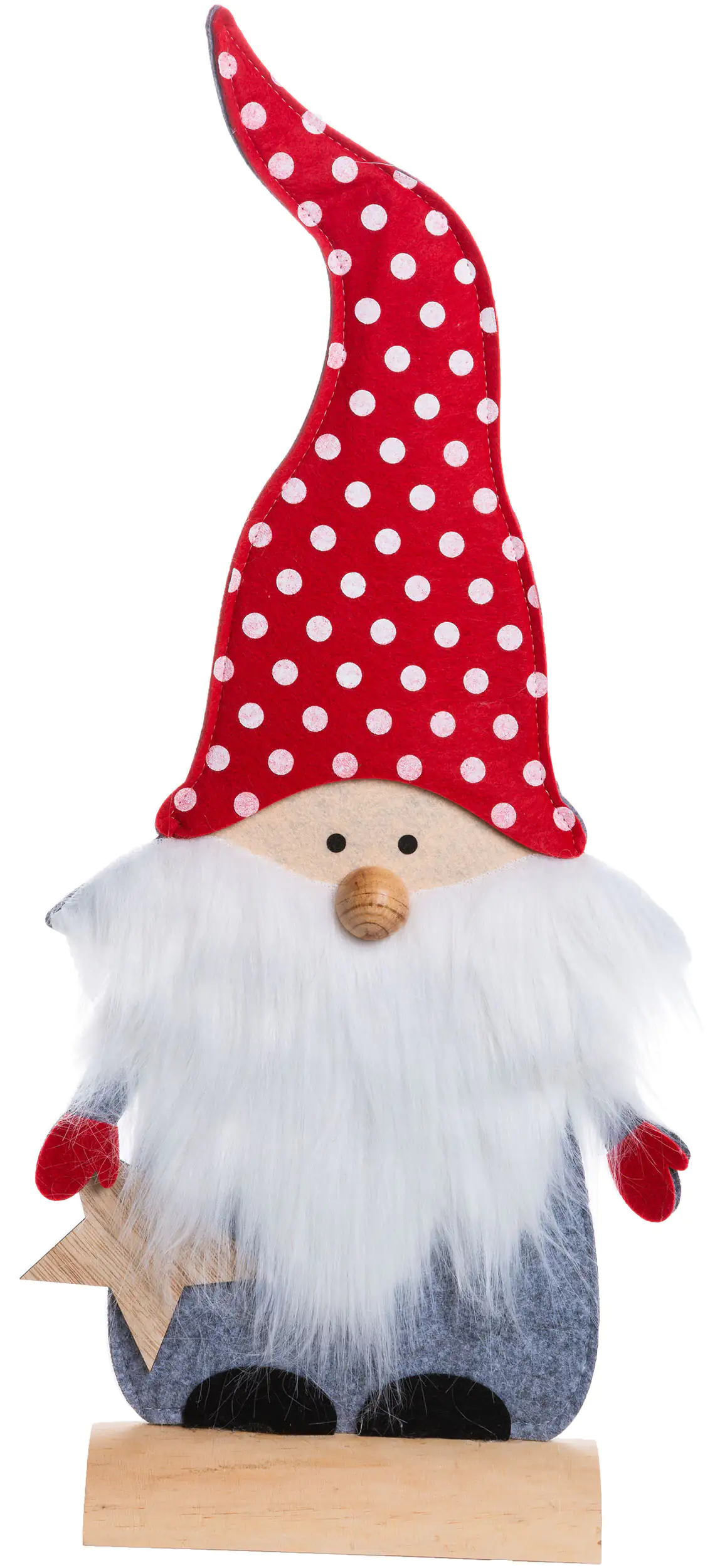 4333692818193_01 TrendLine Dekofigur Filz Wichtel 62 x 27 cm grau-rot