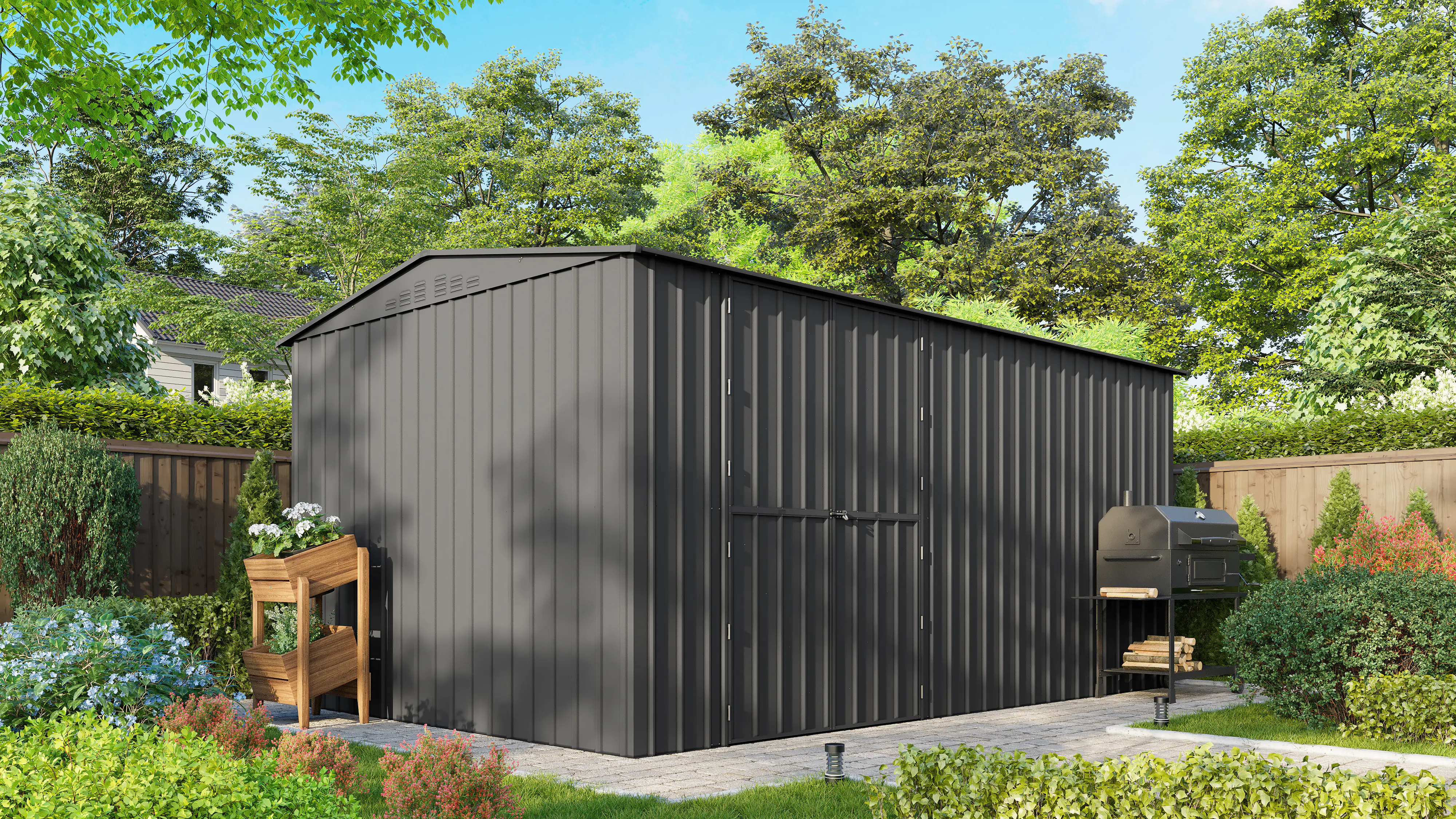 Globel Metallgerätehaus Worker MWK 1510 464 x 308 x 225 cm anthrazit