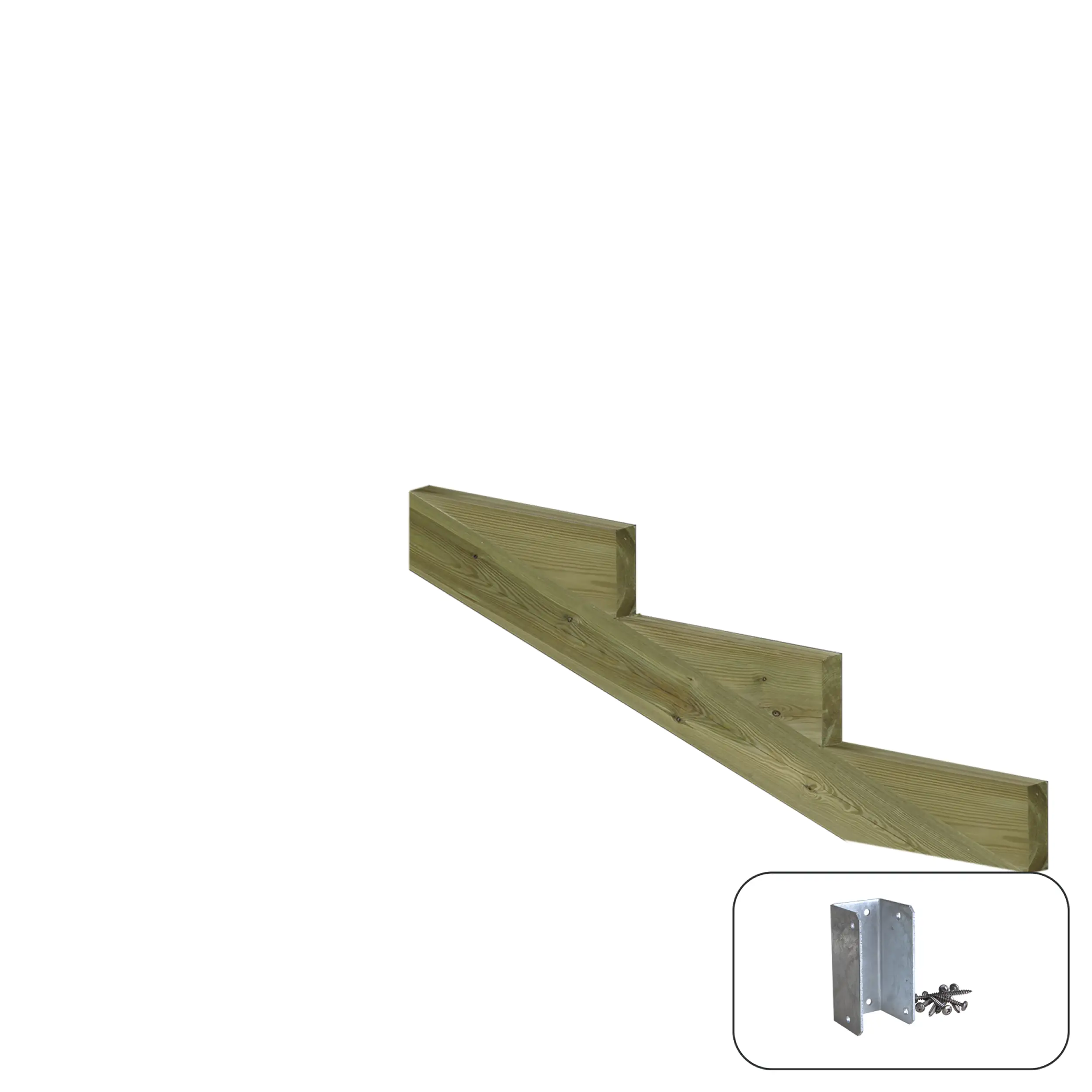 Plus Treppenwange Kiefer 13 cm Stufenhöhe mit Beschlag Plus Treppenwange Kiefer 13 cm Stufenhöhe mit Beschlag