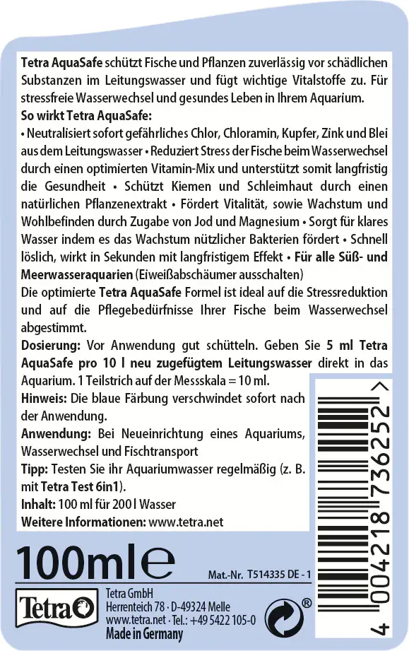 Tetra AquaSafe 100 ml Tetra AquaSafe 100 ml