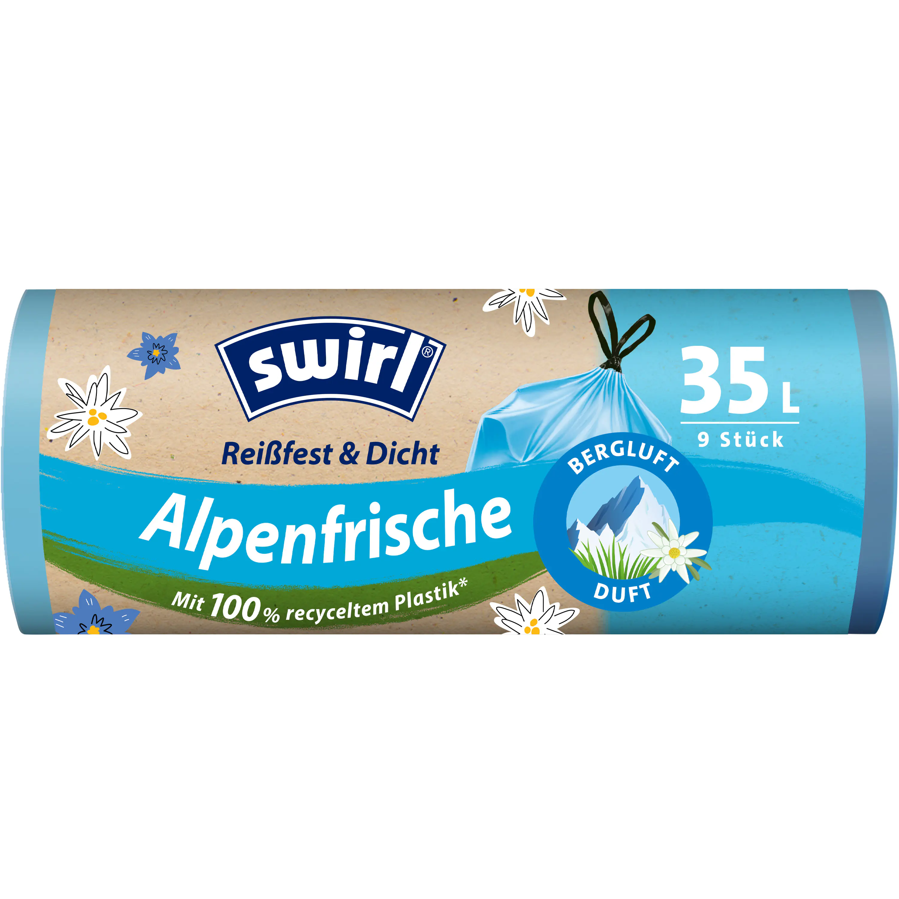 Swirl® 35 l Duft-Müllbeutel Alpenfrische Reißfest & Dicht