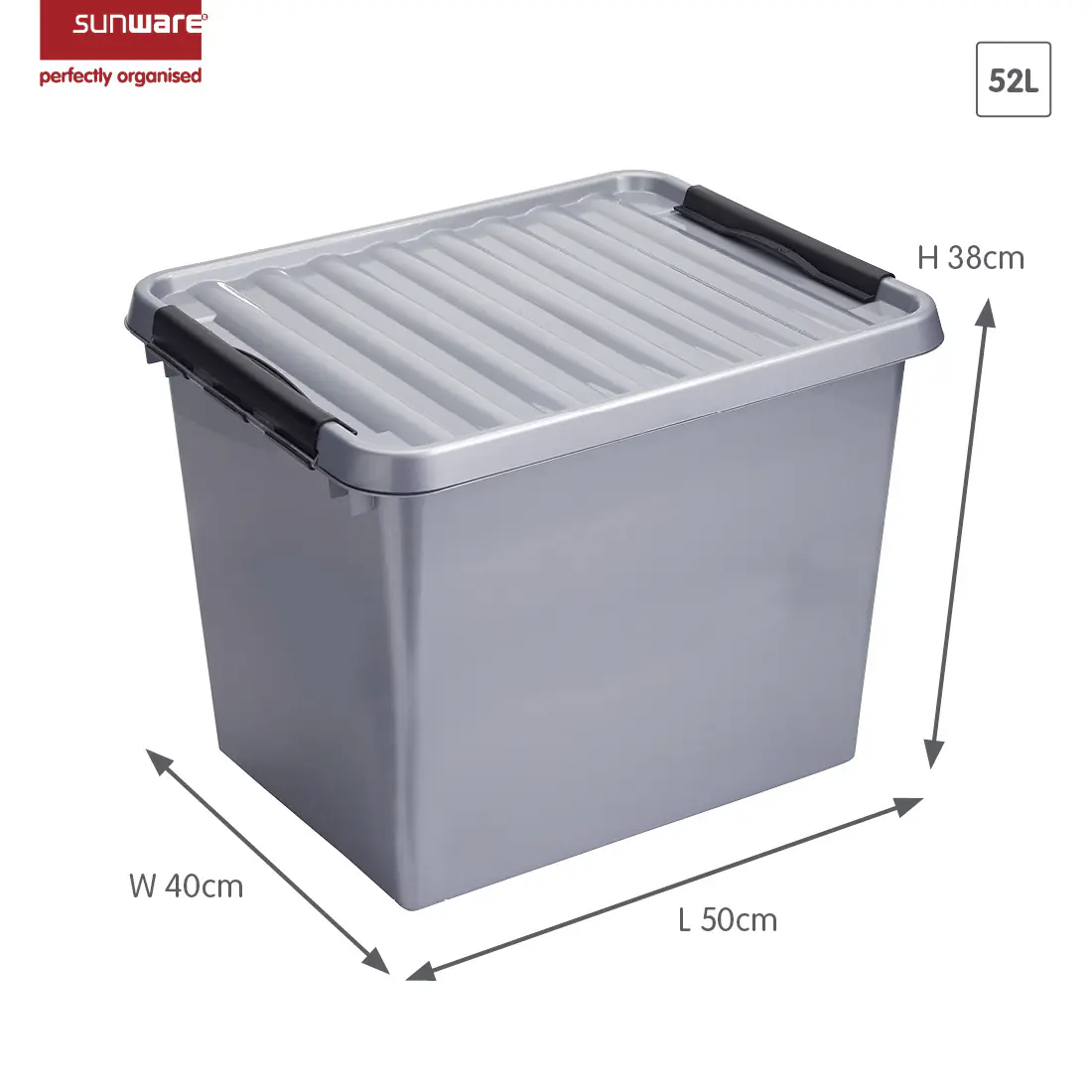 Sunware Aufbewahrungsbox Q-line 52L metallfarbig schwarz 50 x 40 x 38 cm