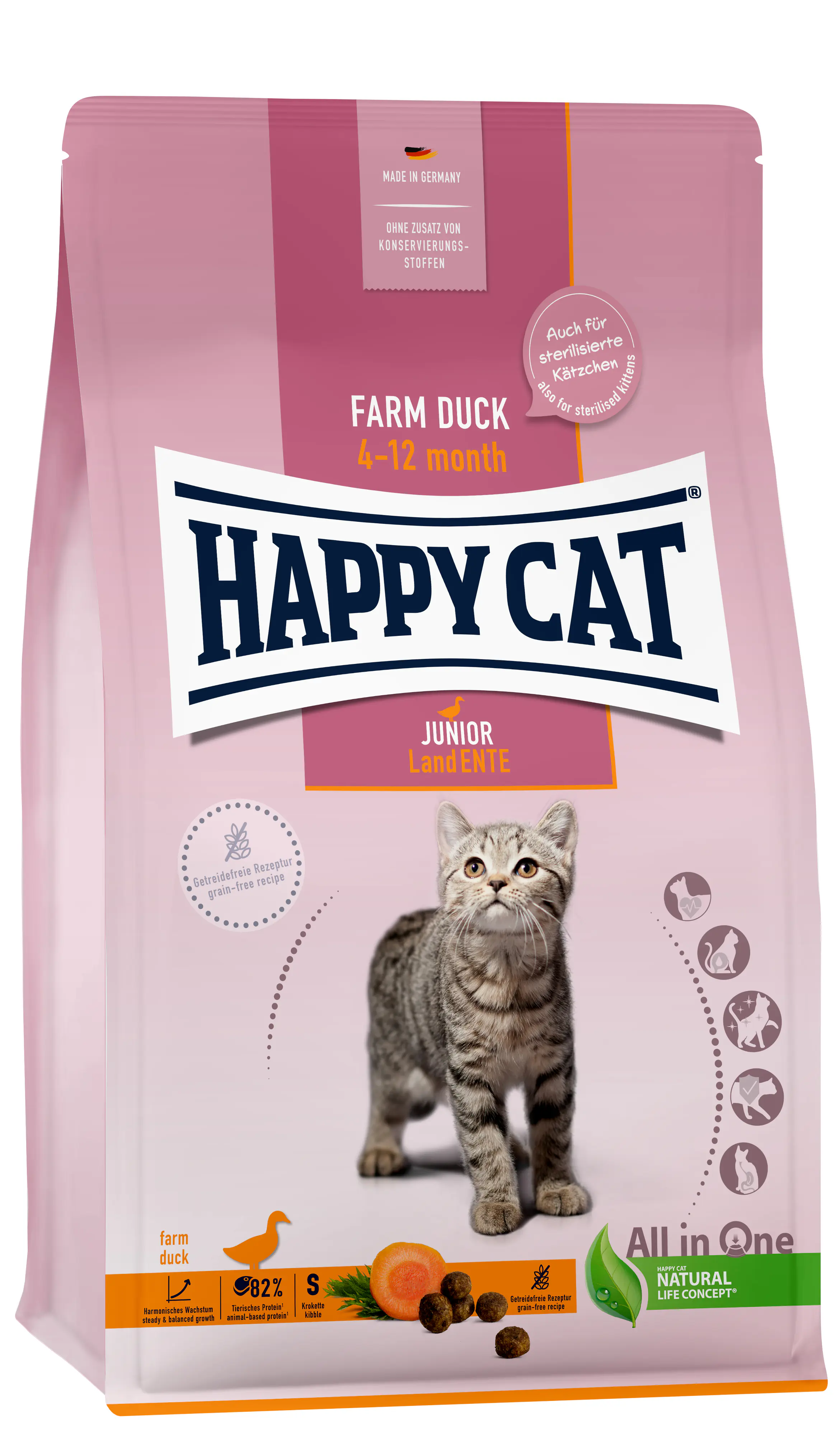 HappyCat Katzenfutter Junior Land Ente 1,3 kg