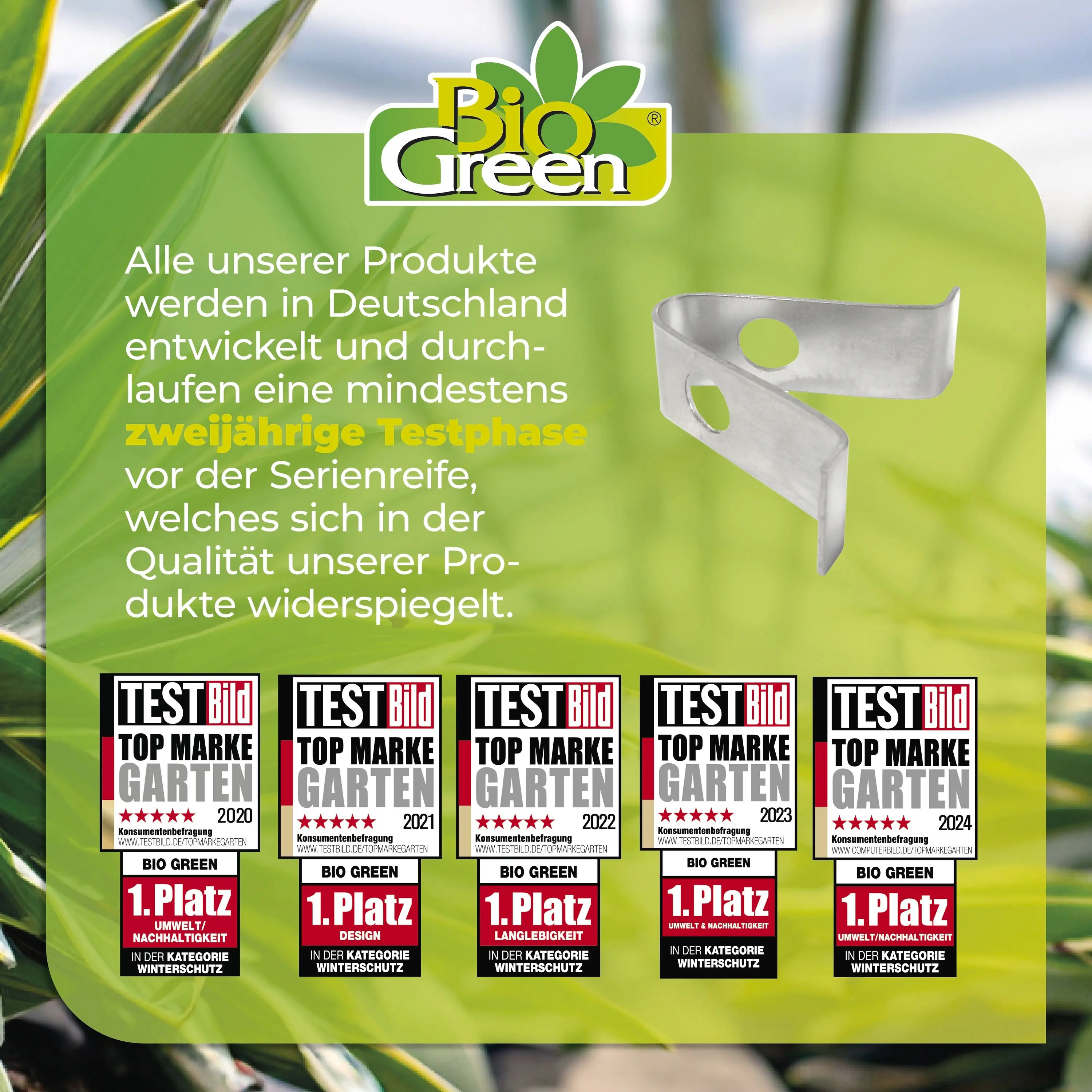 BioGreen V-Haken zur Befestigung in Gewächshausprofilen silber 10 Stück