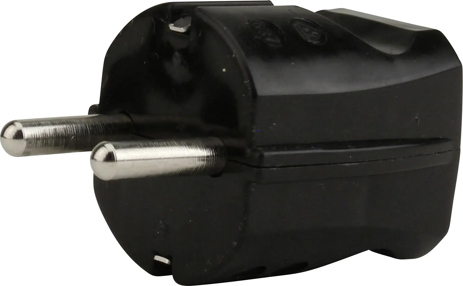 Schutzkontakt-Stecker ohne Knickschutz schwarz