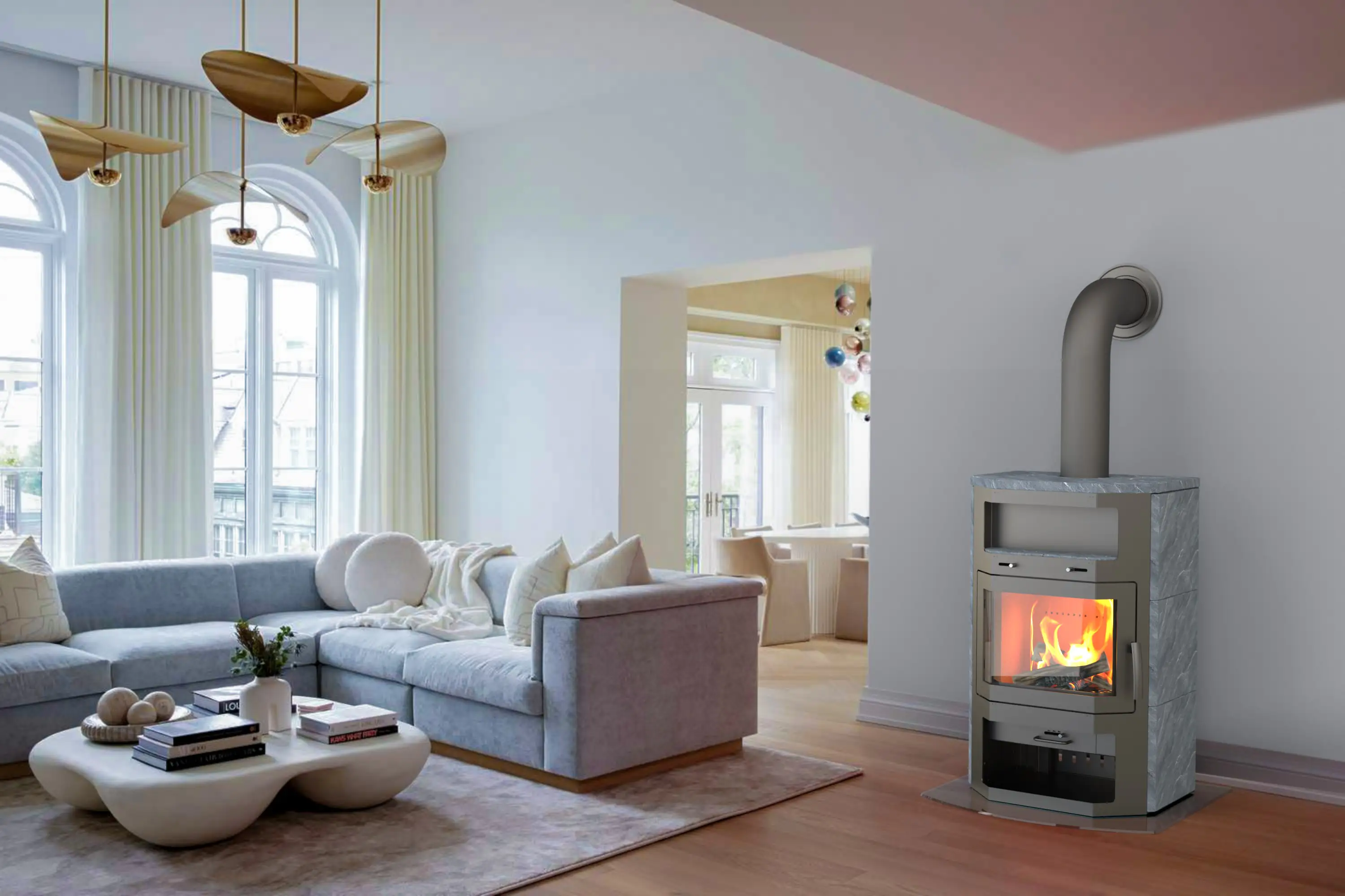 Thermia Kaminofen Bali Max Naturstein grau 8,5 kW