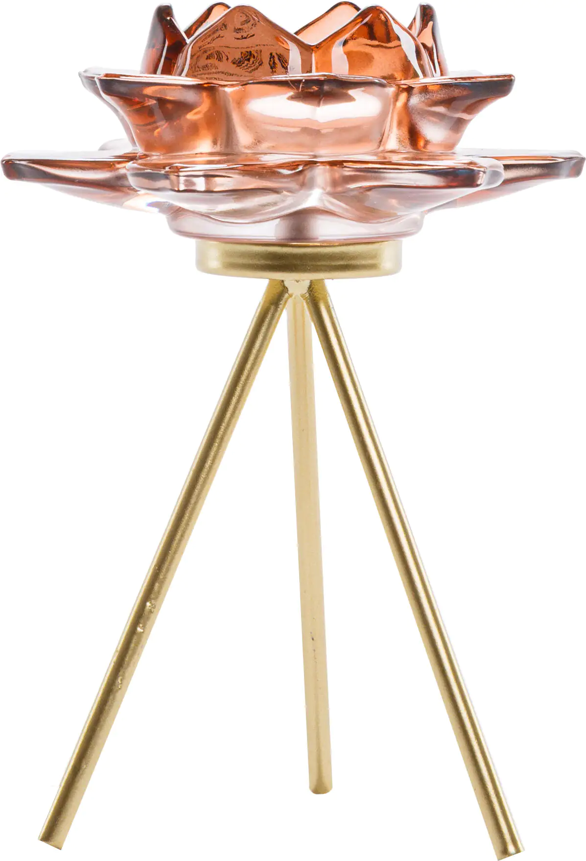 TrendLine Teelichthalter Glas 17,5 cm rose gold Seerose