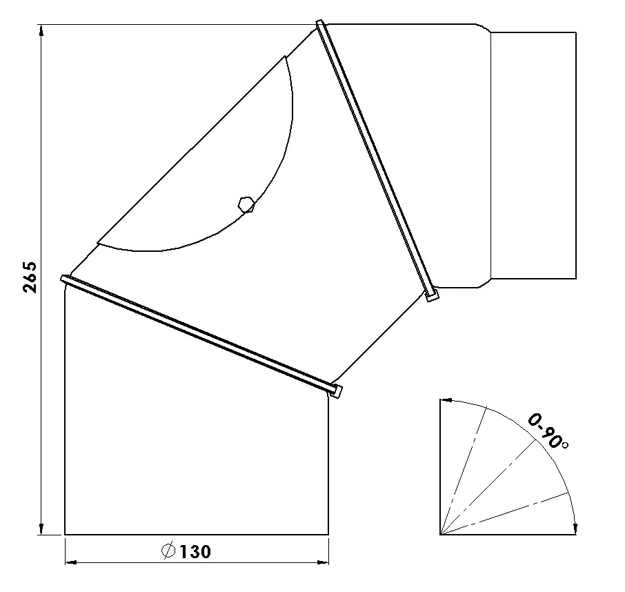 FireFix Ofenrohrbogen 90°, Ø 130 mm, mit Reinigungstür, schwarz FireFix Ofenrohrbogen 90°, Ø 130 mm, mit Reinigungstür, schwarz