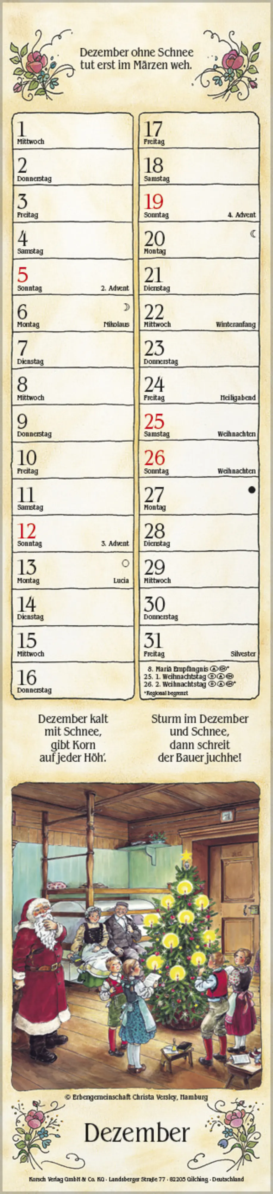 Korsch Kalender Langplaner 2027 Bauernmotiv