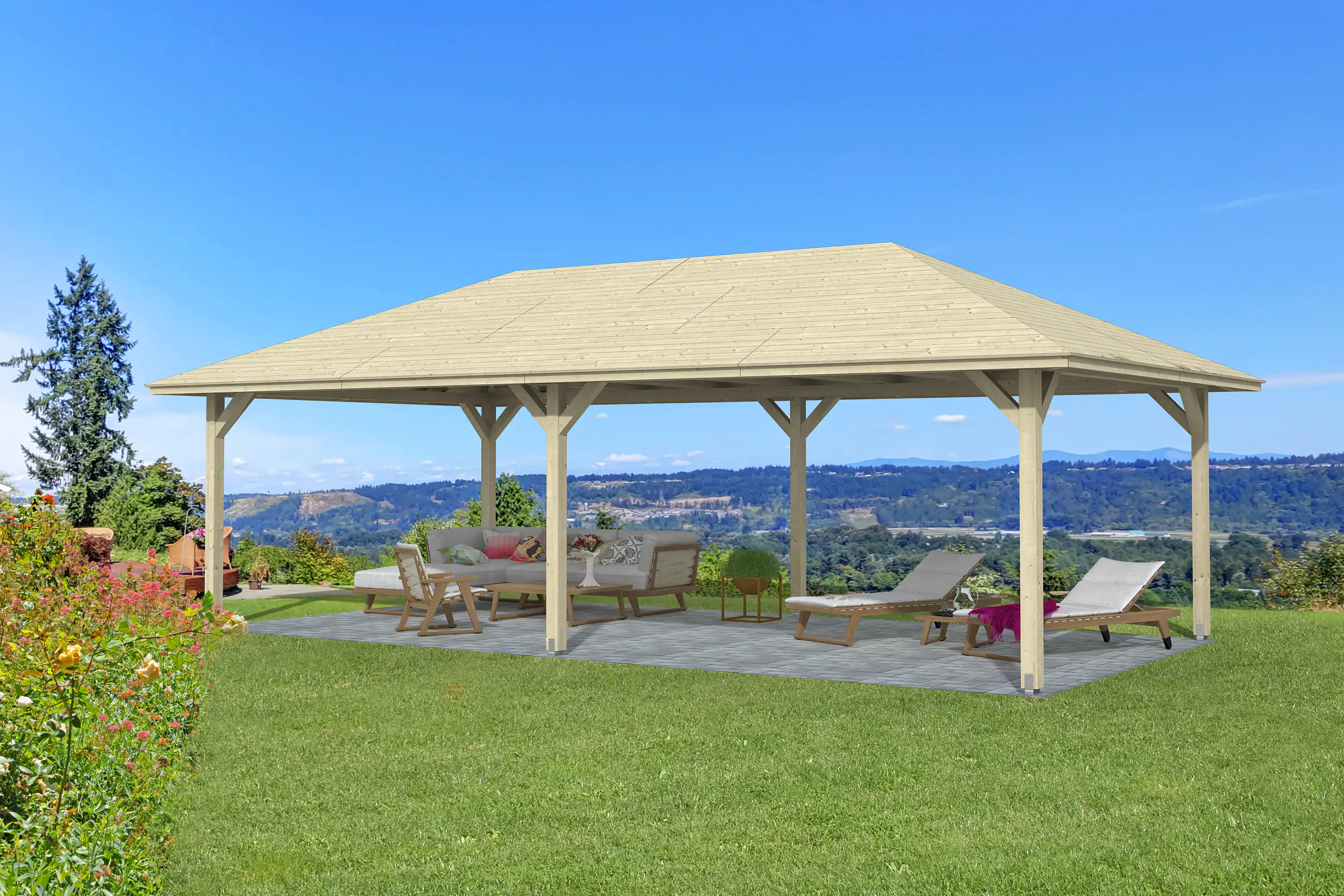 SKAN HOLZ Pavillon Orleans 3 Leimholz, natur