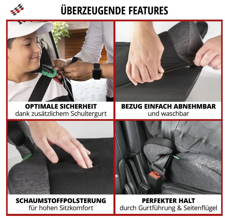 Walser Kindersitzerhöhung Raffi ECE R 129 geprüft schwarz/grau Walser Kindersitzerhöhung Raffi ECE R 129 geprüft schwarz/grau