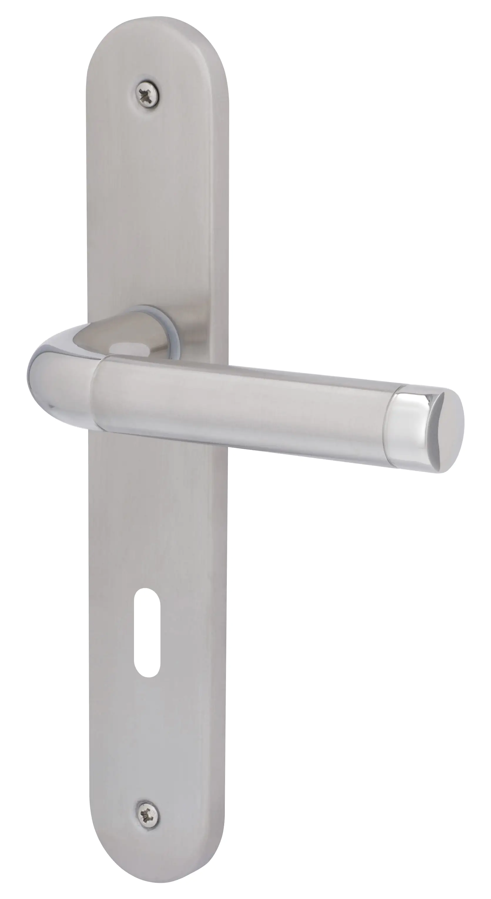 Alpertec BB-Langschildgarnitur Lea Edelstahl silber abgerundet