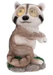 LED Dekofigur Solar Waschbär Rolling Eyes 21–26 cm warmweiß braun