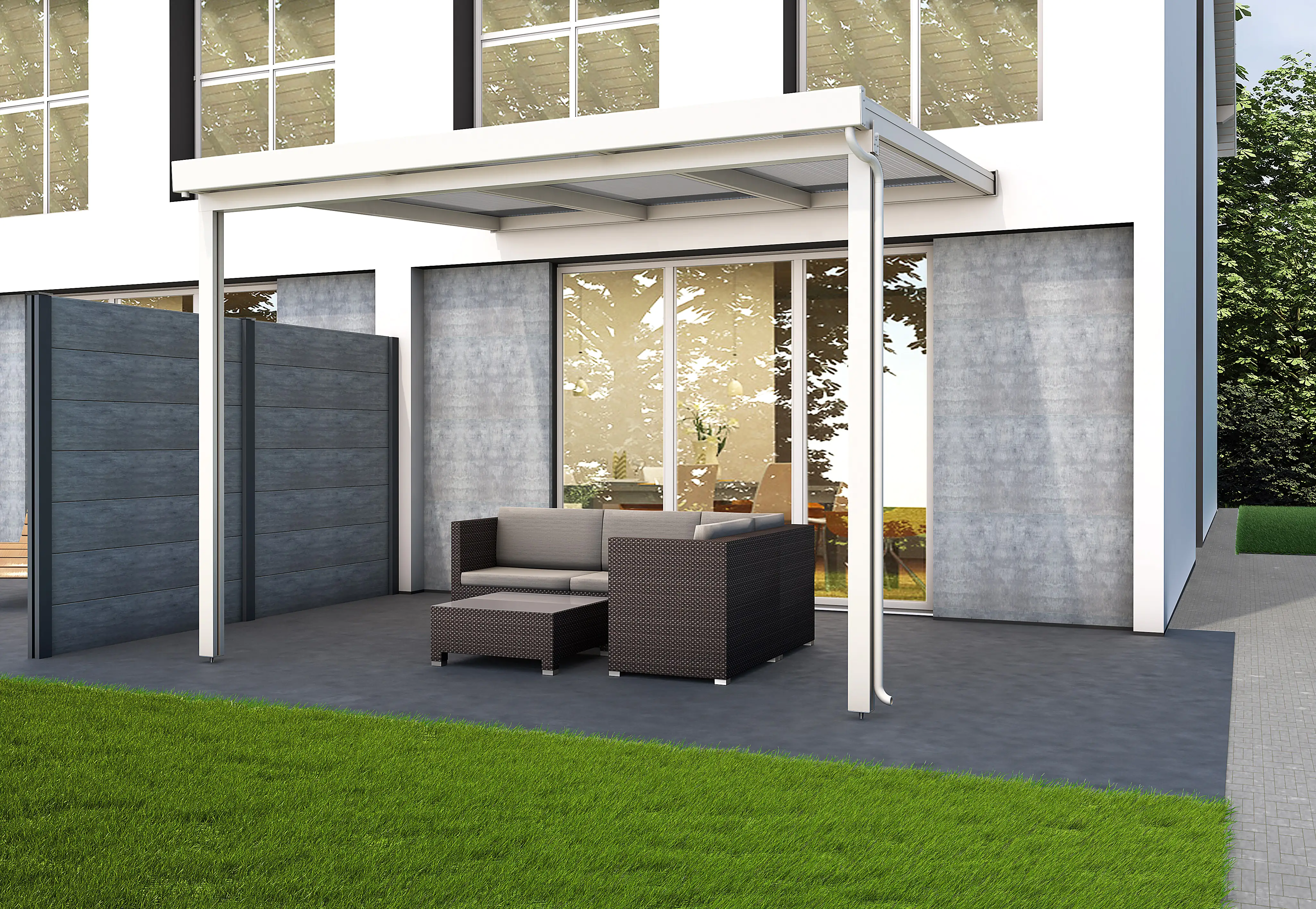 Gutta Premium Terrassendach 309,4 x 306 cm weiß Acryl bronce 16 mm