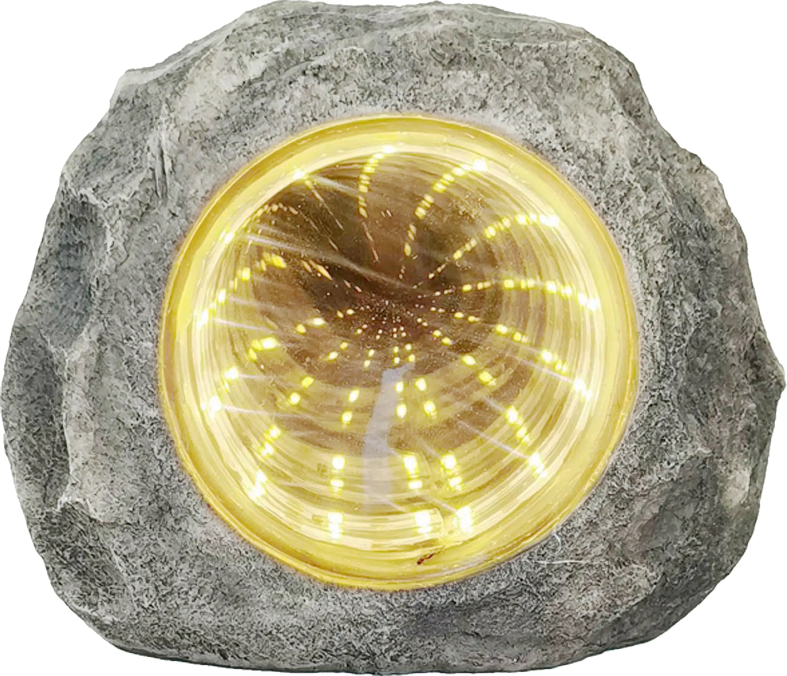 LED Solarleuchte Stein mit Dämmerungssensor grau-blau