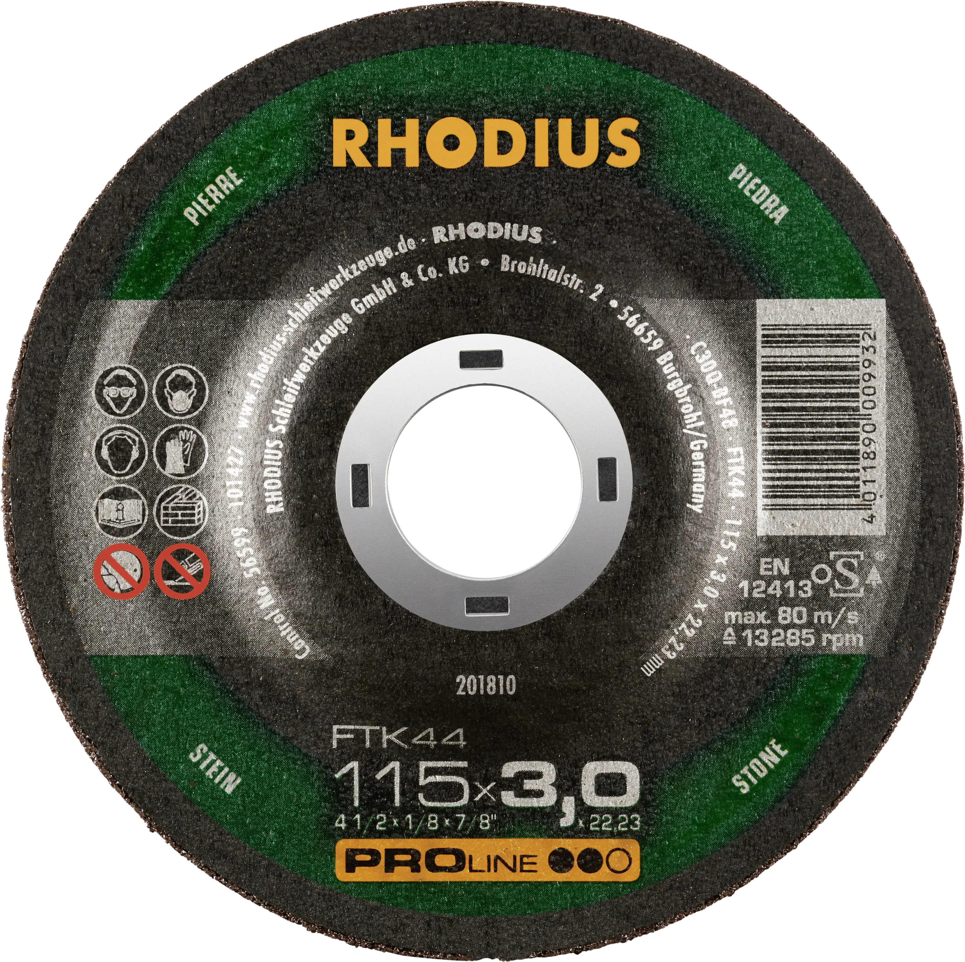 Rhodius Freihandtrennscheibe FTK44 Stein Ø 115 mm Bohrung 22,23 mm Rhodius Freihandtrennscheibe FTK44 Stein Ø 115 mm Bohrung 22,23 mm