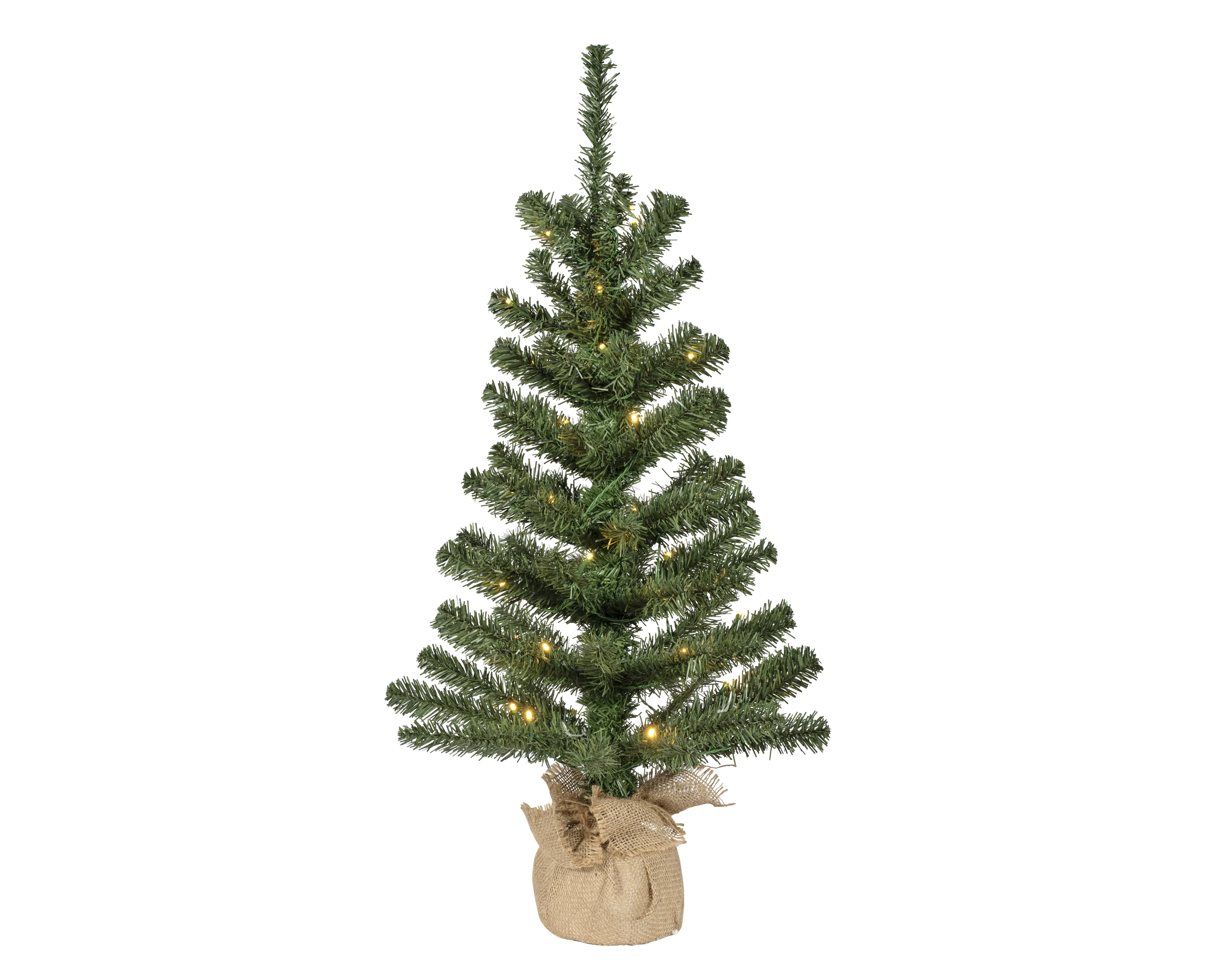 Everlands Mini Weihnachtsbaum im Jutesack 75 cm grün beleuchtet warmweiß Everlands Mini Weihnachtsbaum im Jutesack 75 cm grün beleuchtet warmweiß