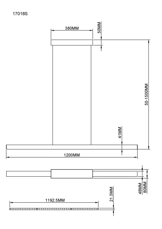 Globo Hängeleuchte Cody 120 x 150 cm schwarz matt