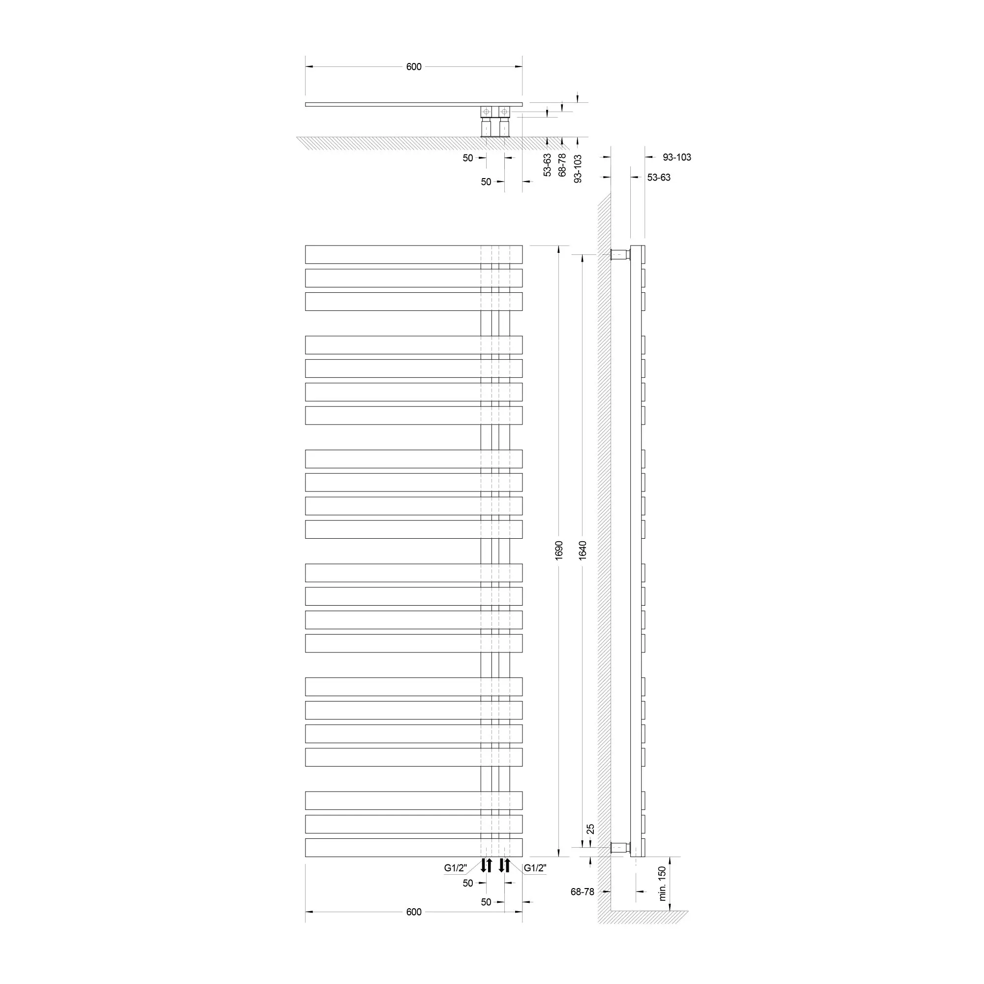 Schulte Design-Heizkörper Breda 169 x 60 cm alpinweiß 838 W