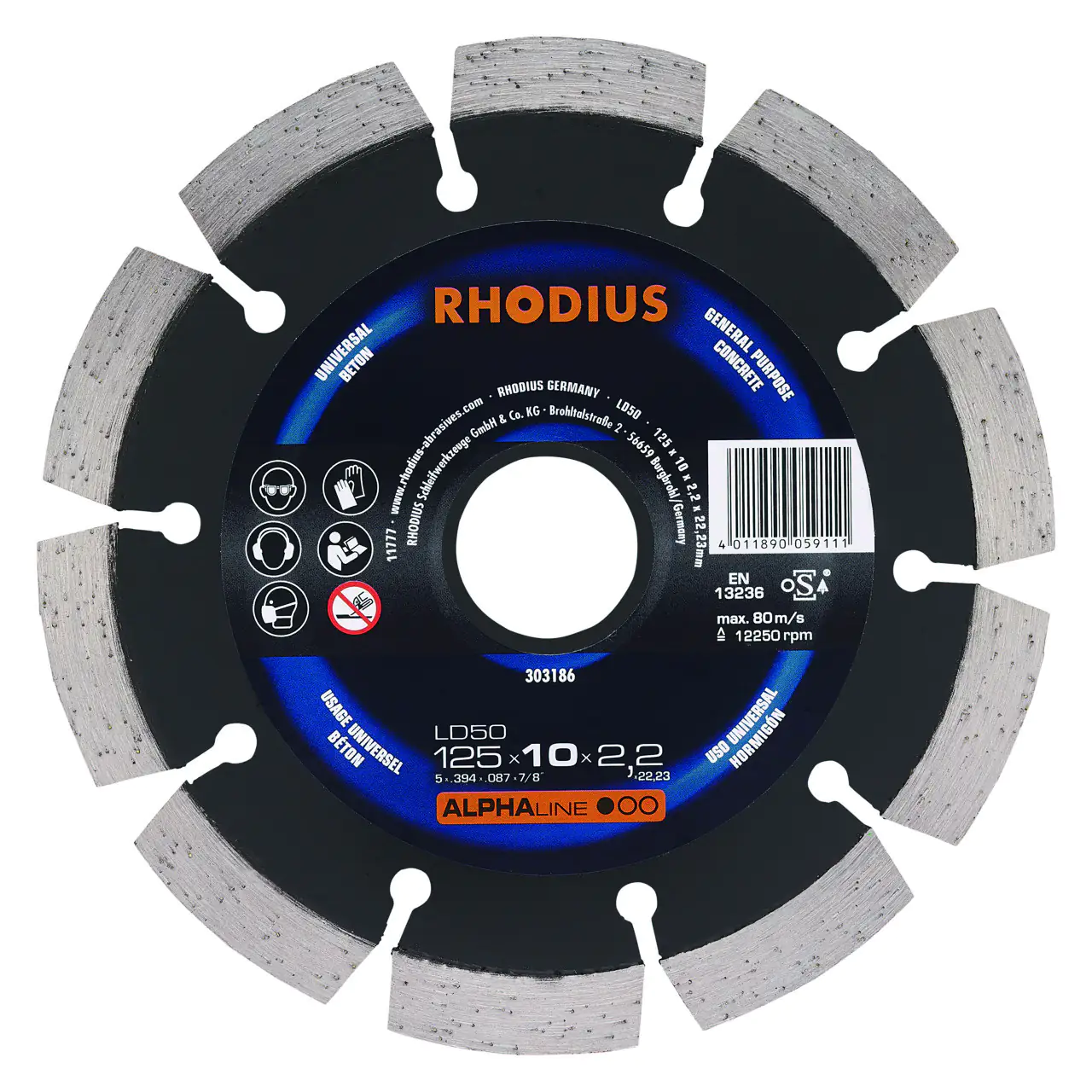 Rhodius Diamanttrennscheibe LD50 Stein Ø 125 mm Bohrung 22,23 mm Rhodius Diamanttrennscheibe LD50 Stein Ø 125 mm Bohrung 22,23 mm