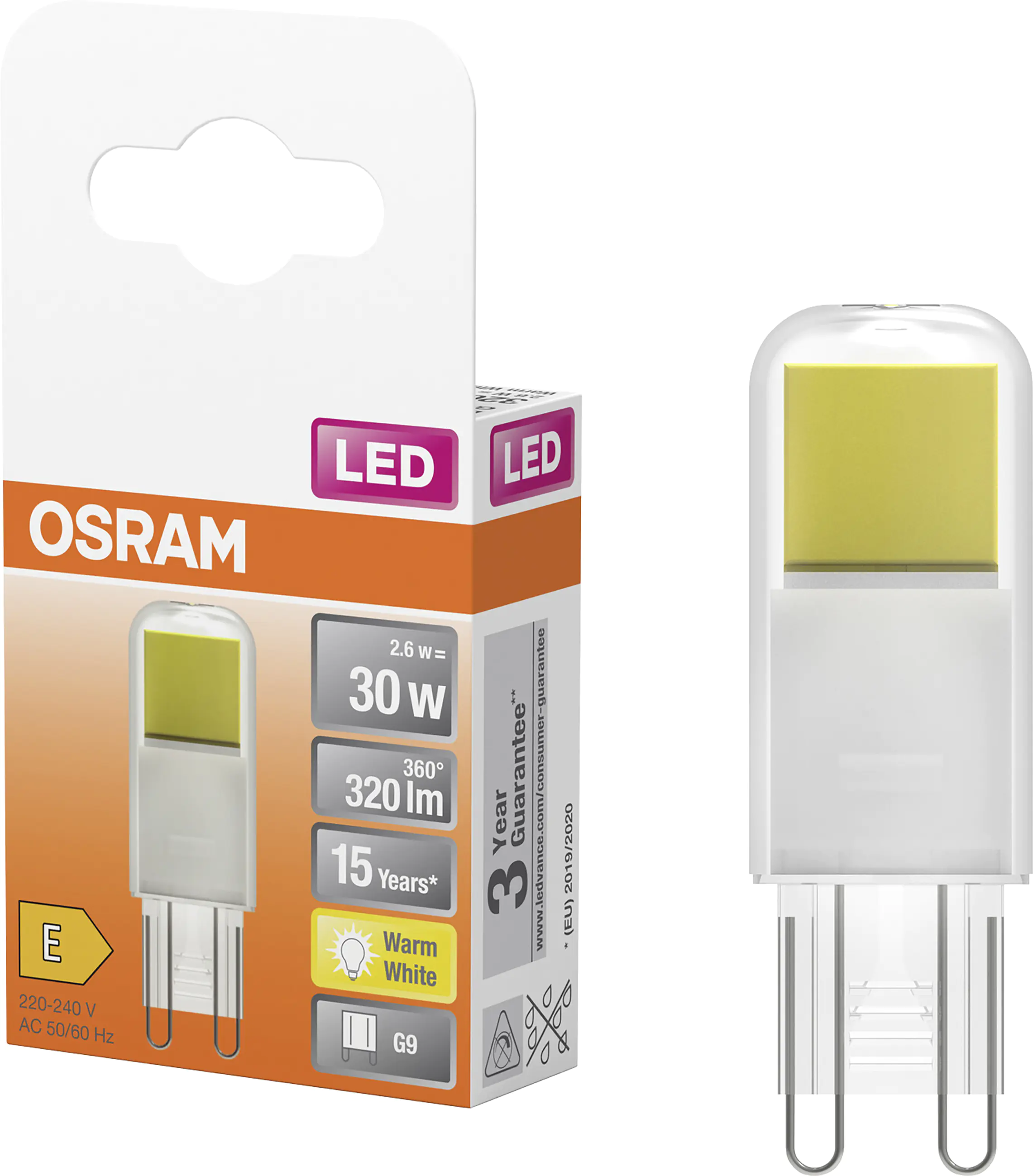 Osram LED  Stiftsockellampe Pin30 G9 2,6 W warmweiß