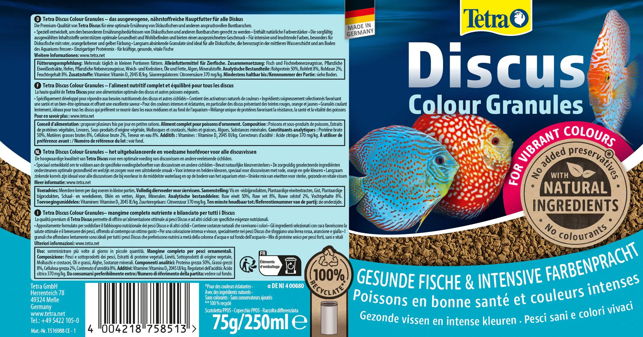 Tetra Diskusfutter Colour Granules 250 ml