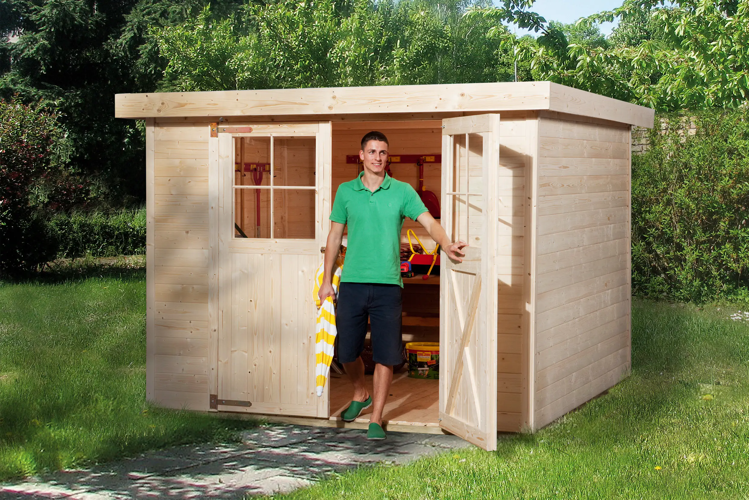 4004581344979 Weka Gartenhaus Mina 254 x 250 cm natur mit Fußboden